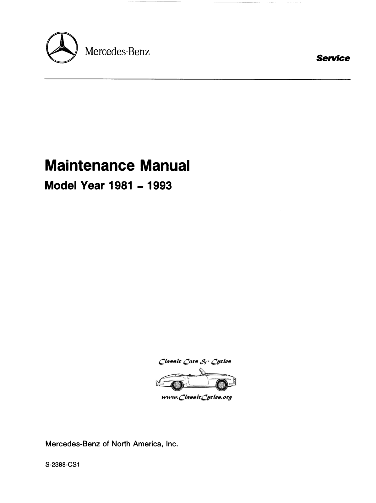 Mercedes 190 Benz 1981 1993 User Manual