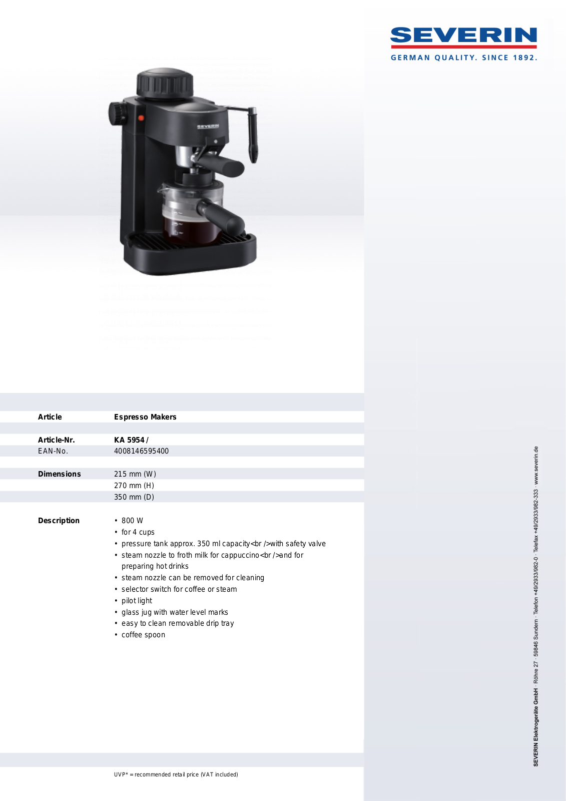 Severin KA 5954 User Manual