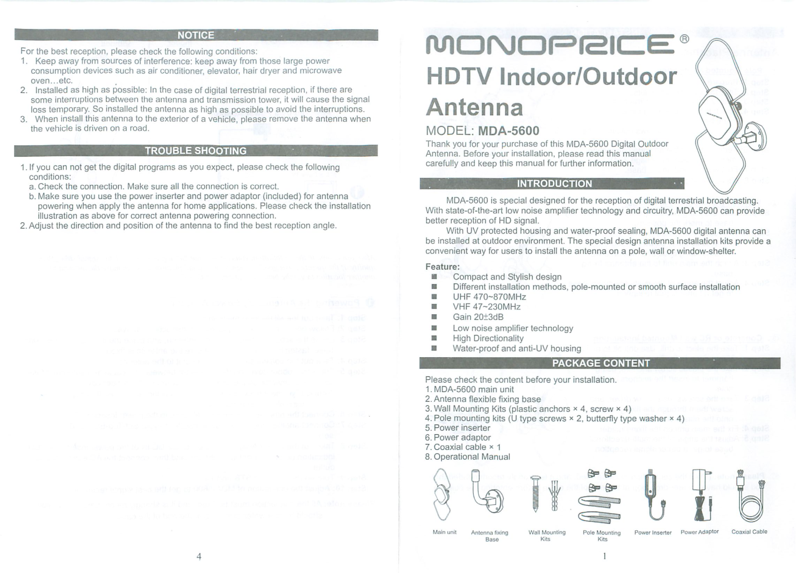 Monoprice MDA-5600 User Manual