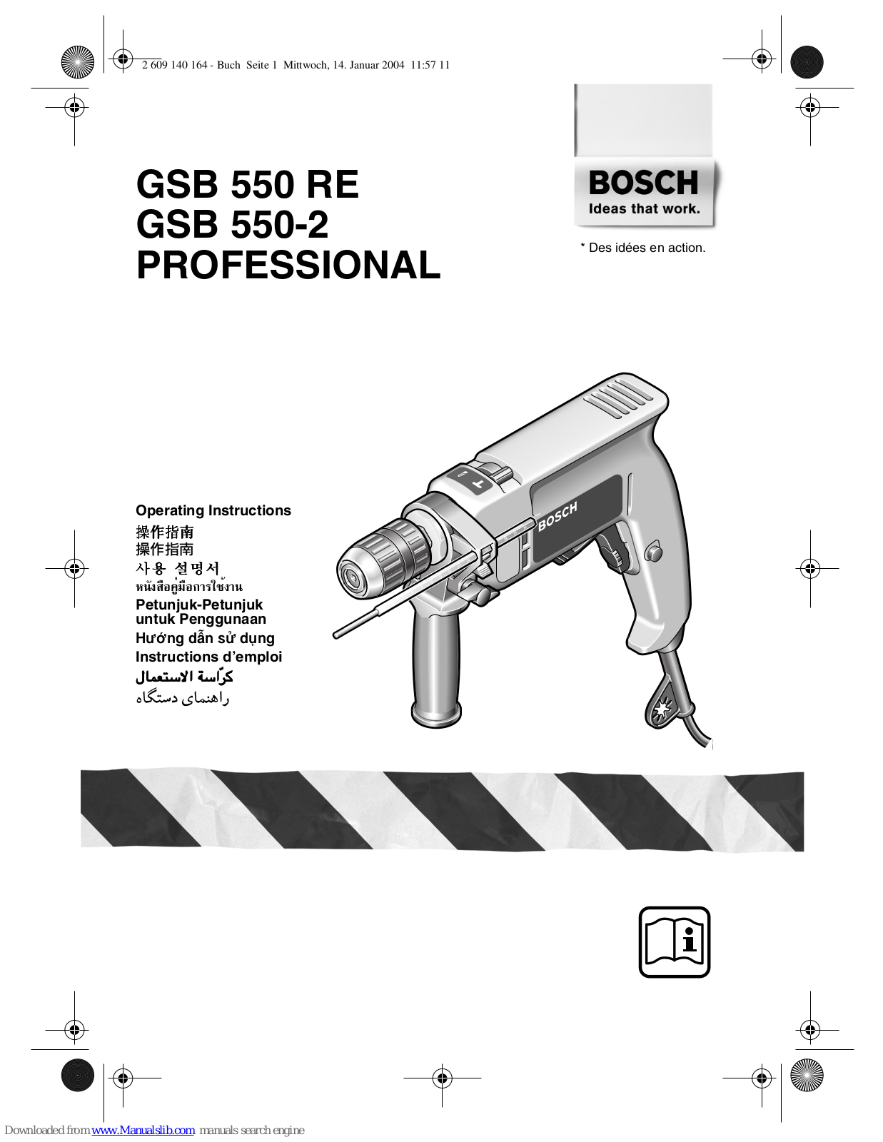 Bosch GSB 550-2 PROFESSIONAL, GSB 550 REPROFESSIONAL Operating Instructions Manual