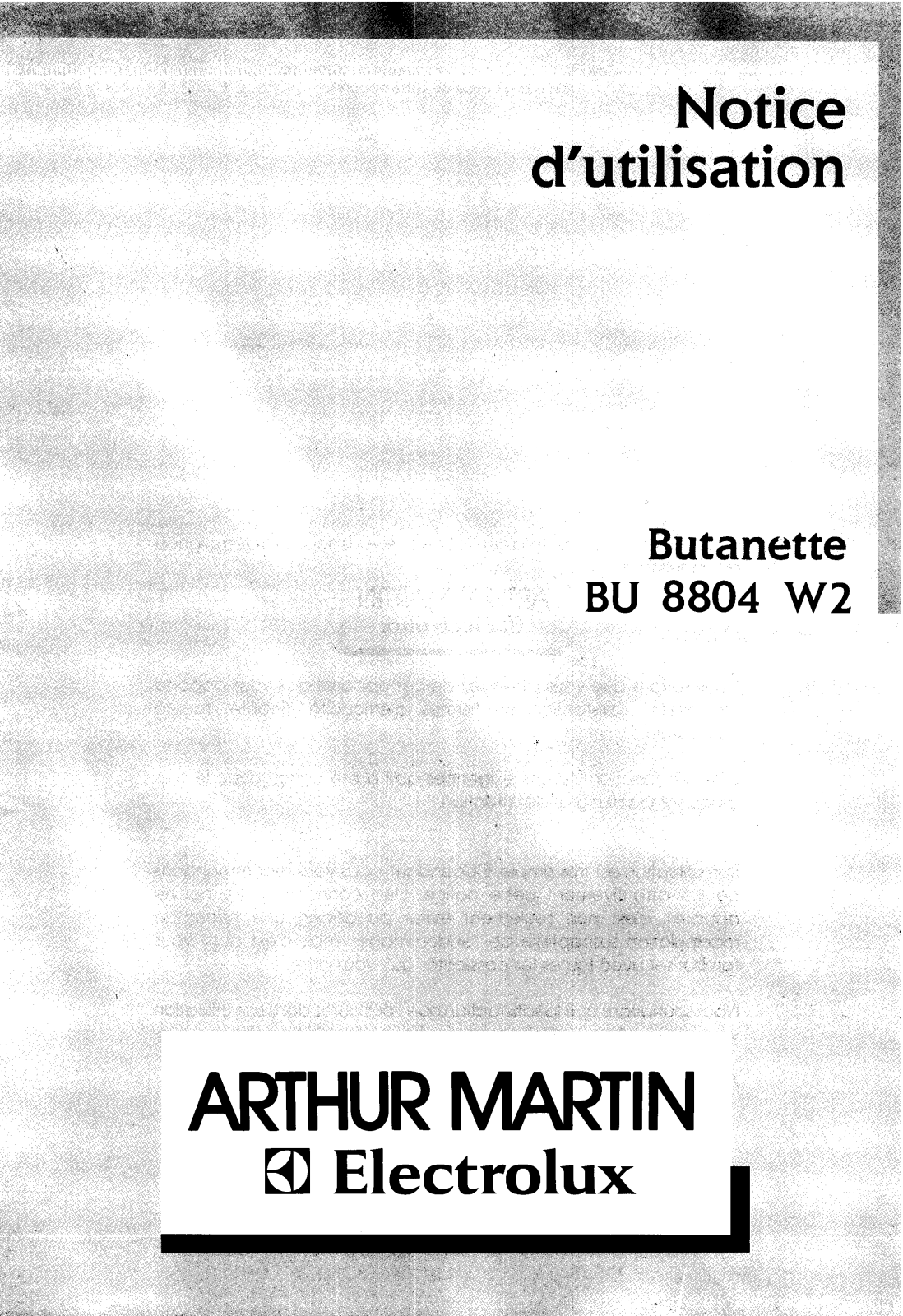 Arthur martin BU8804W2 User Manual