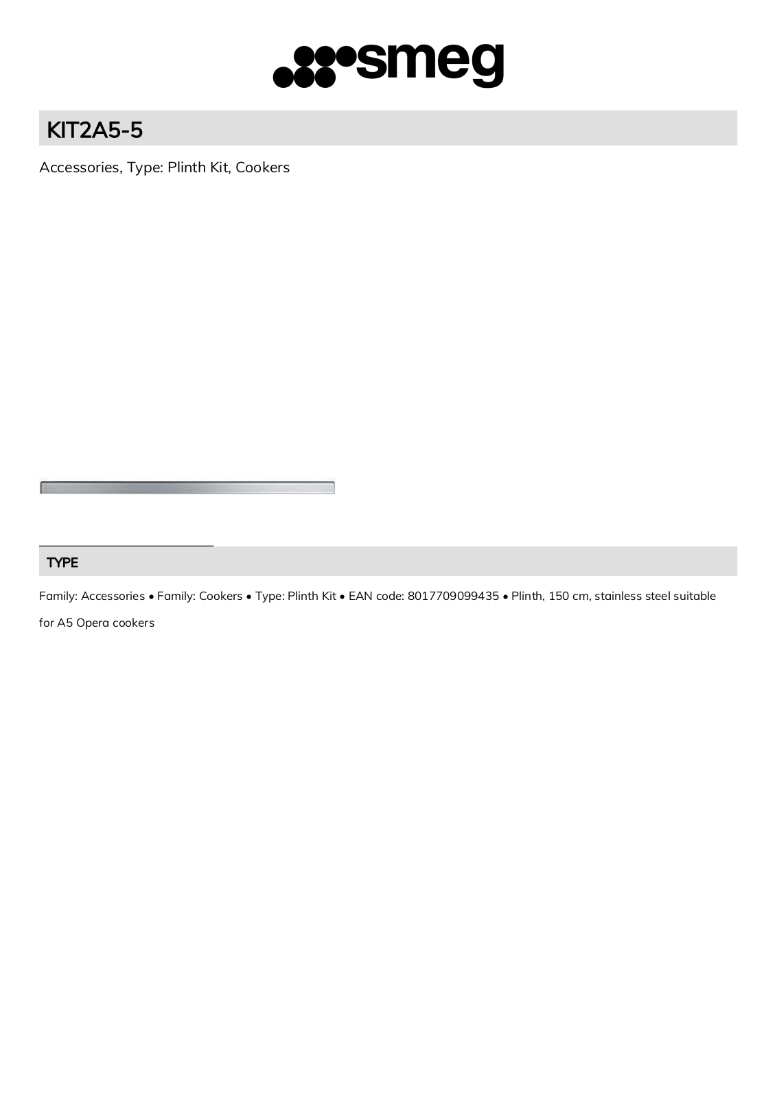 Smeg KIT2A5-5 Technical sheet