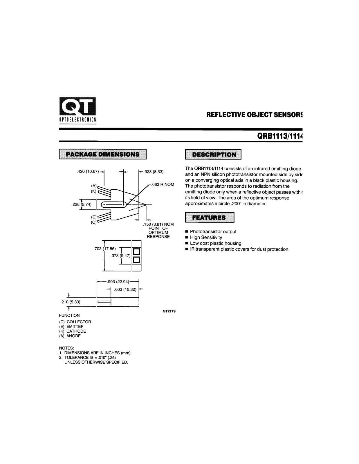 QT QRB1113, QRB1114 Datasheet