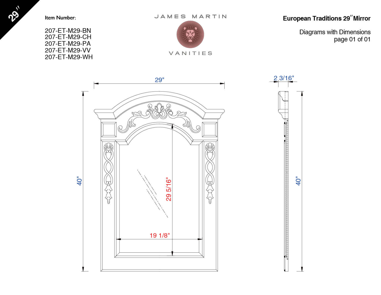 James Martin 207ETM29CH User Manual