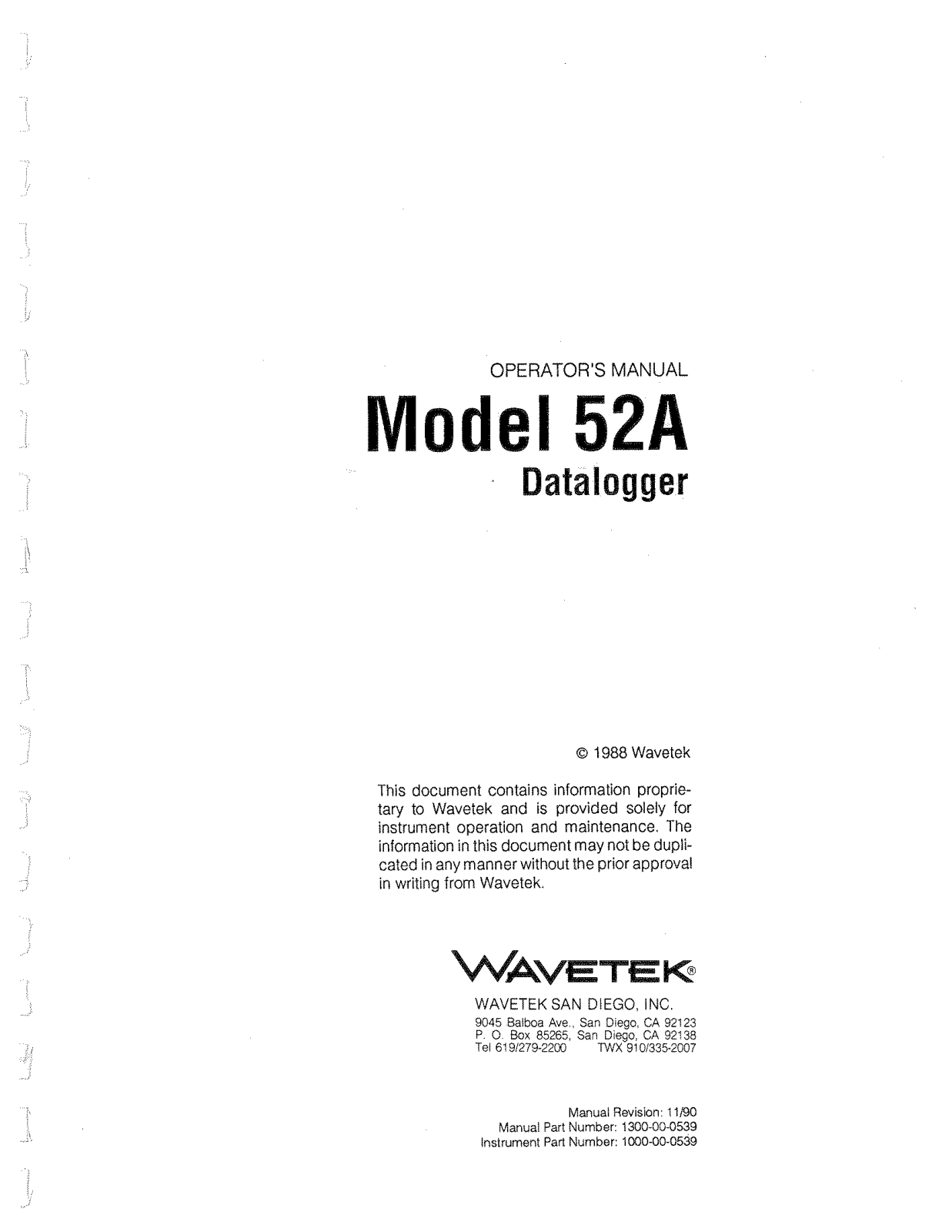 Wavetek 52A User Manual