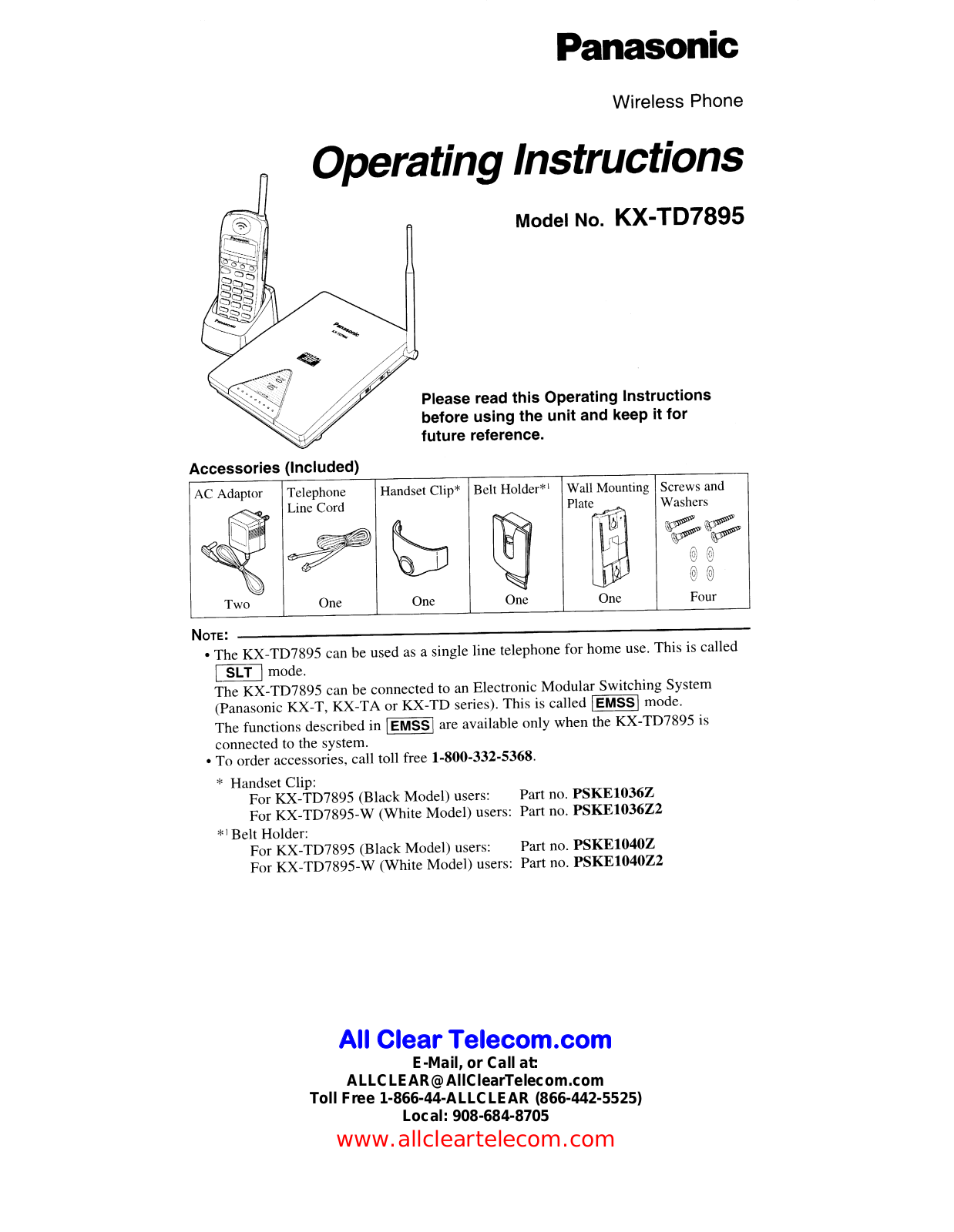 Panasonic KX-T7895 User Manual