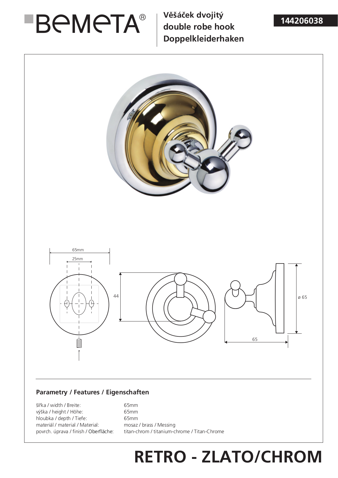 Bemeta RETRO - BRONZ 144206038 User guide - ManualMachine.com