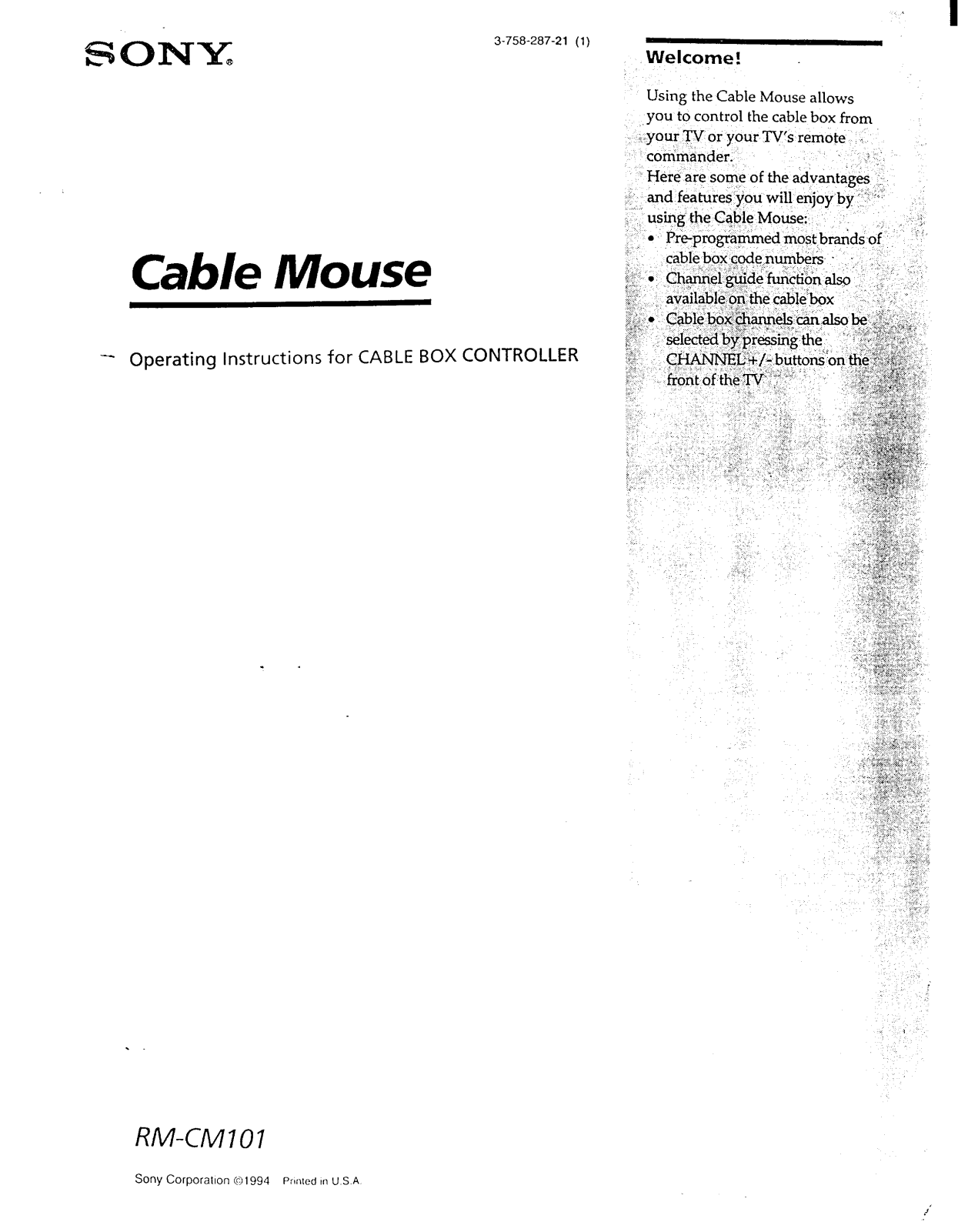 Sony RM-CM101 Operating Manual