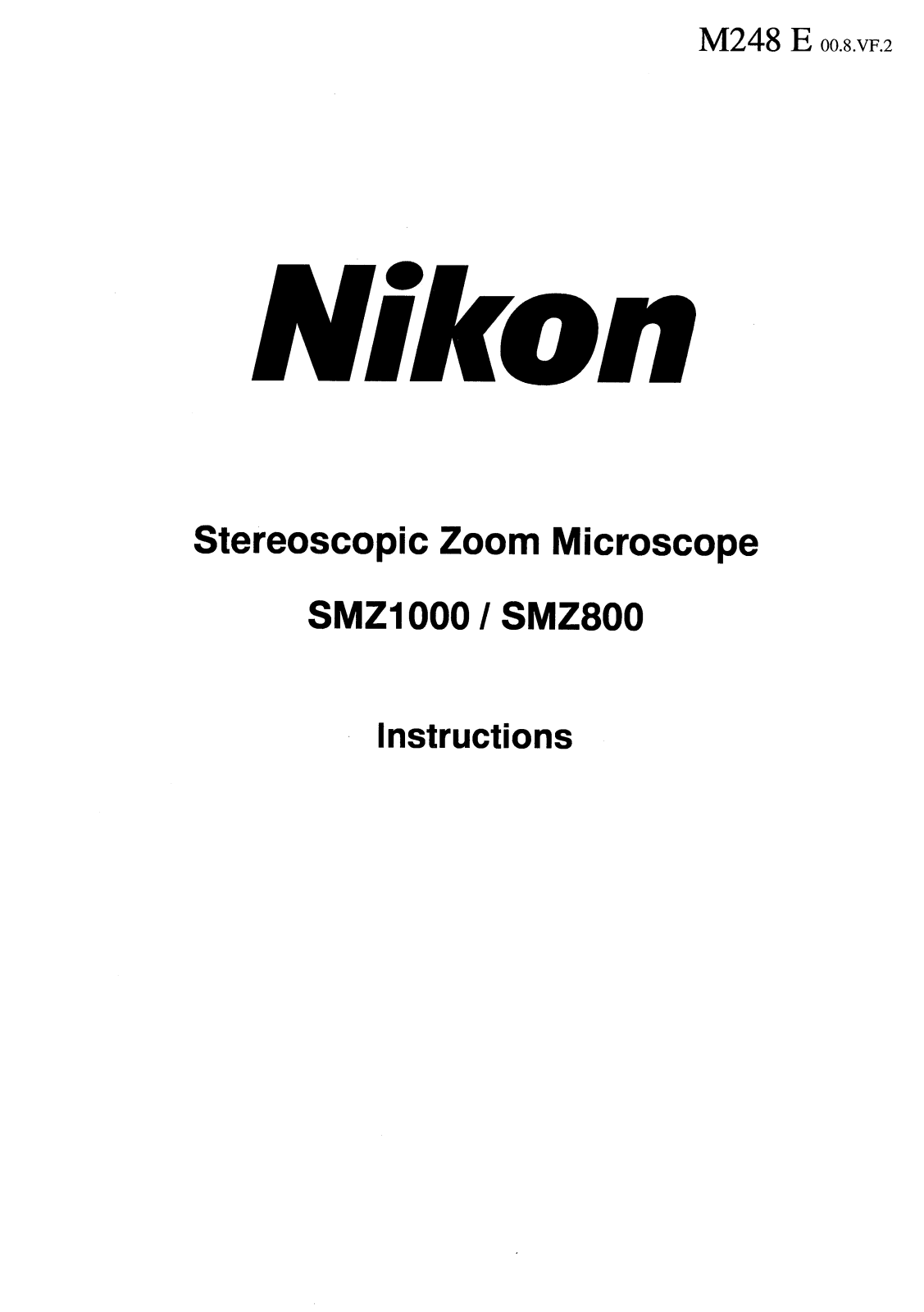 Nikon SMZ1000, SMZ800 Instruction Manual - ManualMachine.com