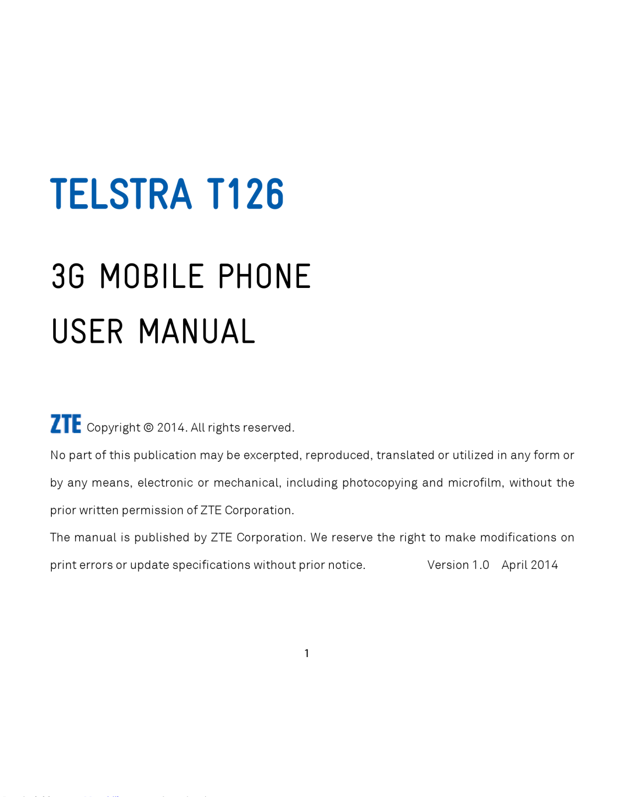 Telstra T126 User Manual