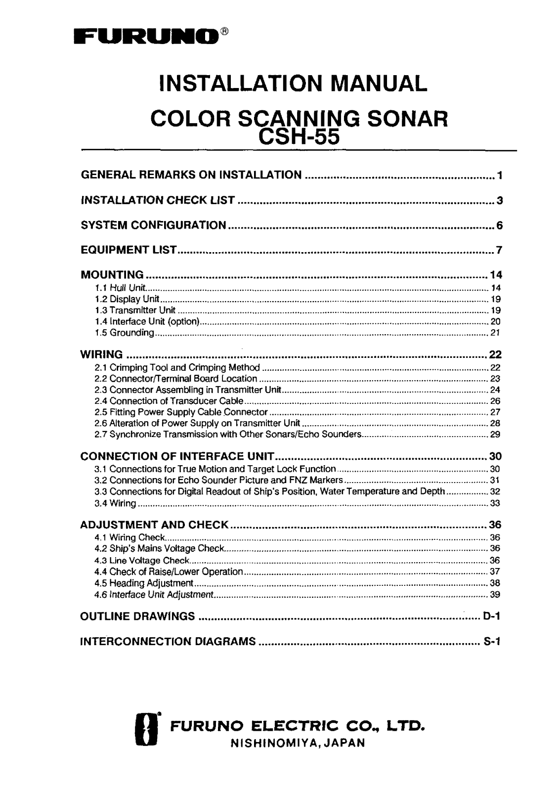 Furuno CSH-55 User Manual