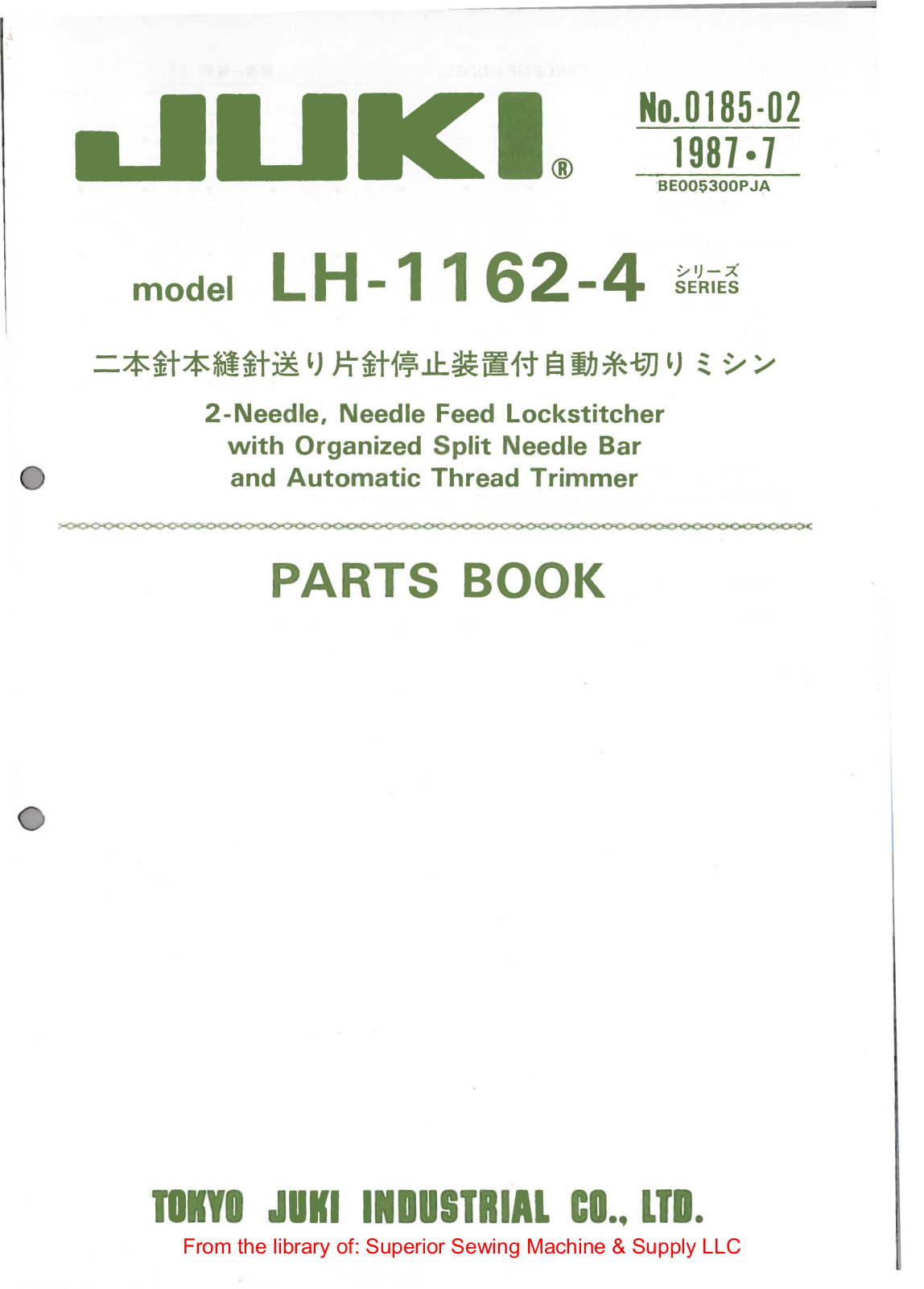 Juki LH-1162-4 Manual
