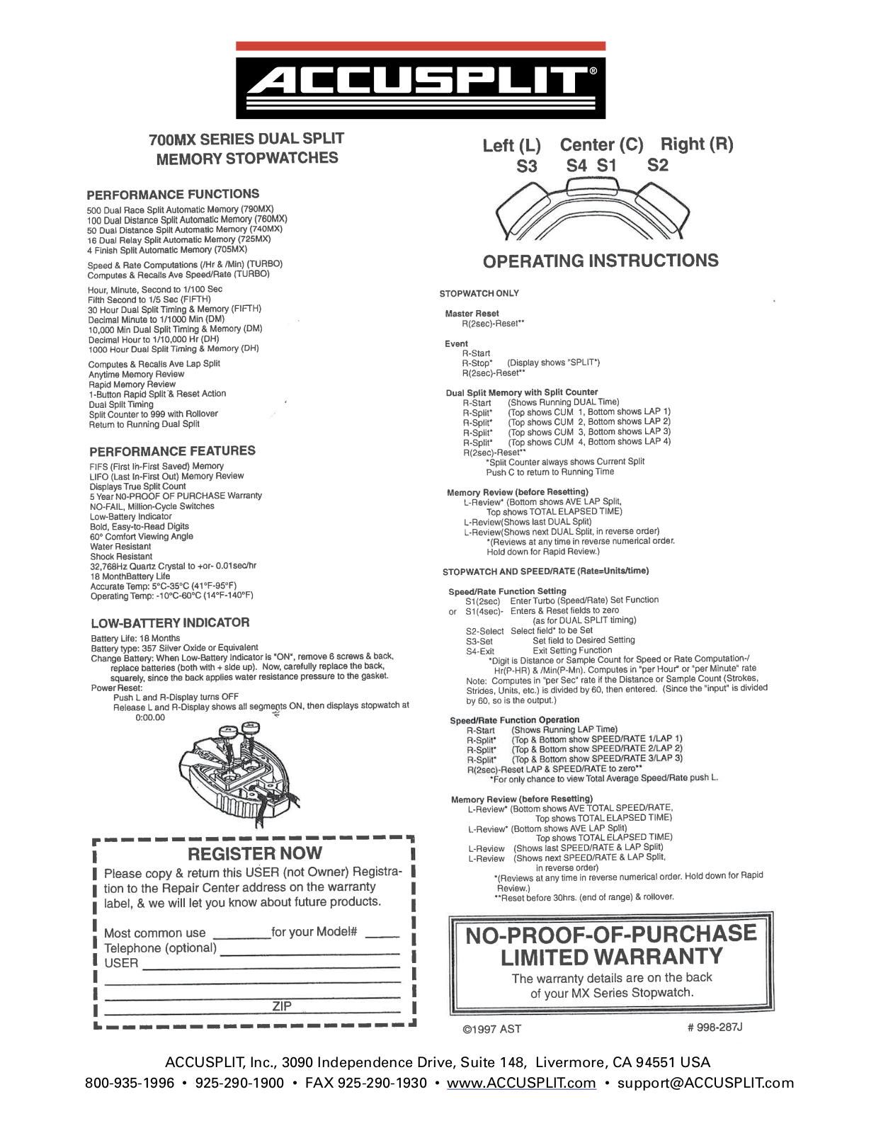 Accusplit A725MXDHT User Manual