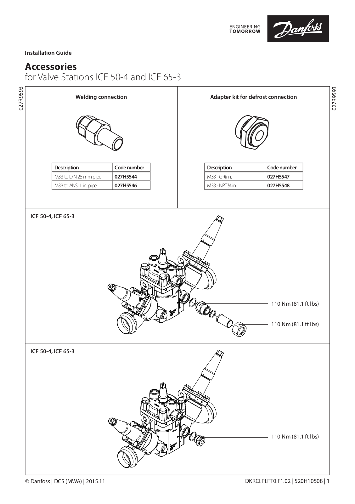 Danfoss ICF 50-4, ICF 65-3 Installation guide