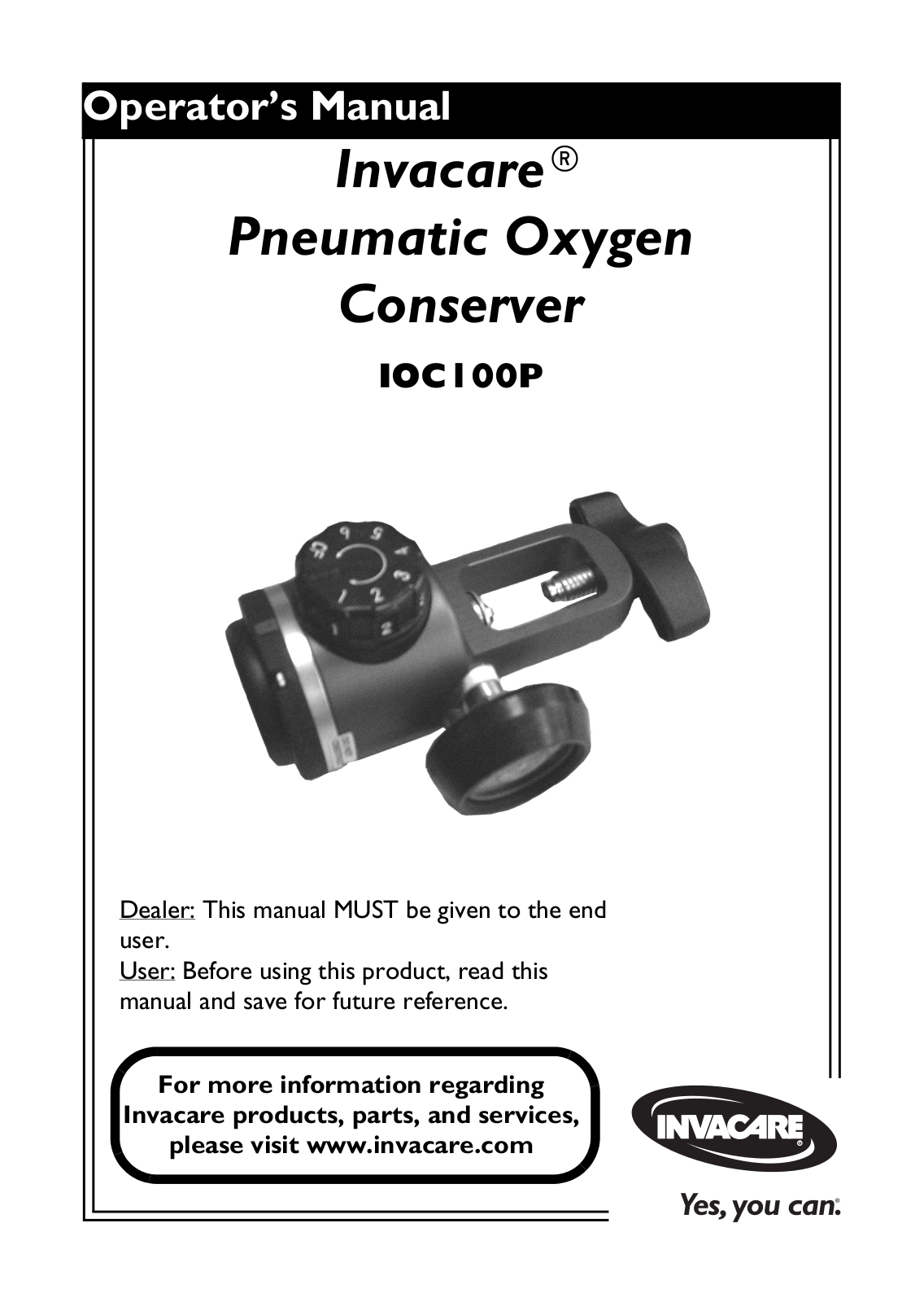 Invacare IOC100P User Manual