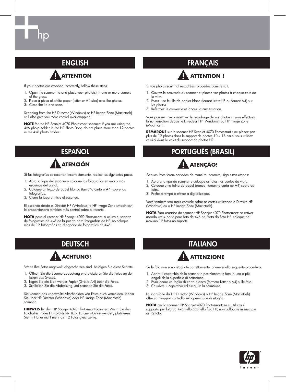 HP SCANJET 4070 PHOTOSMART User Manual