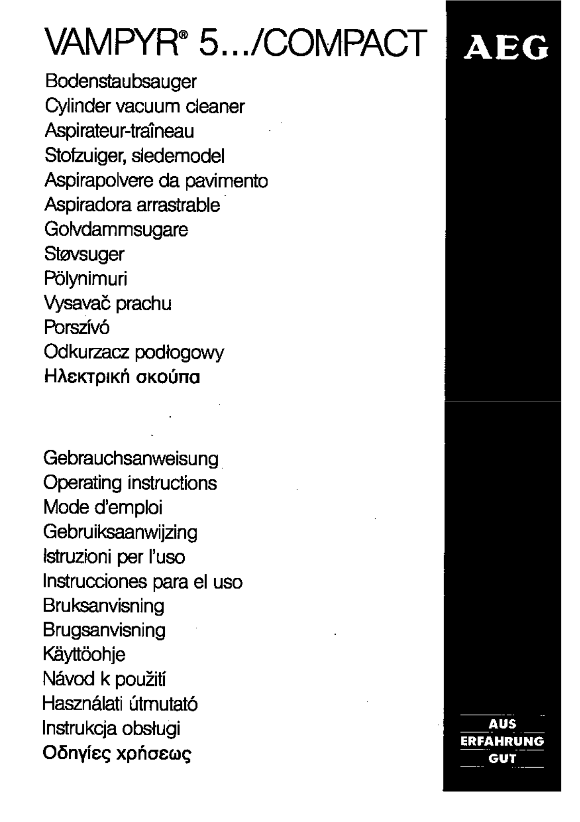 Aeg vampyr 5 series Operating Manual