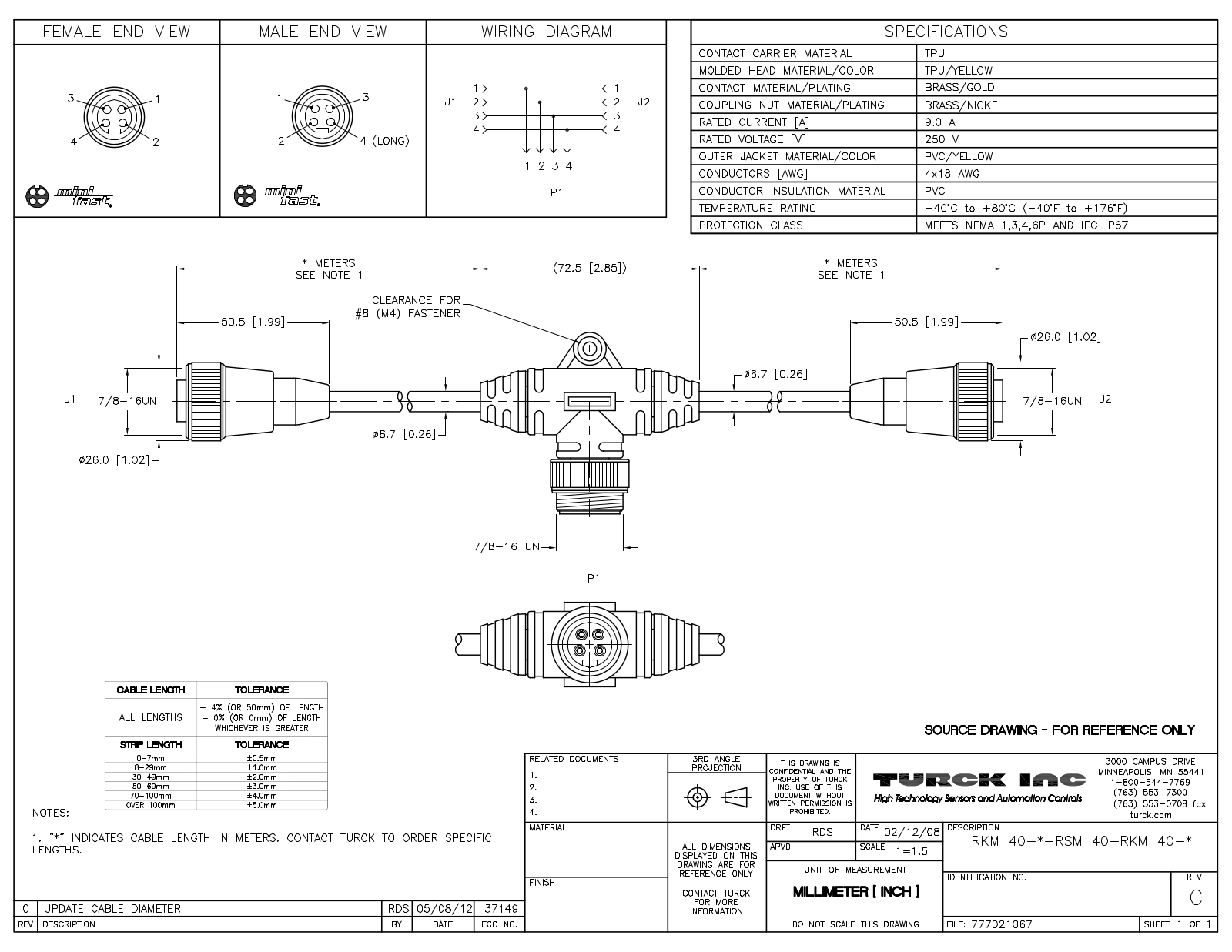 Turck RKM40-0.2-RSM40-RKM40-0.2 Data Sheet