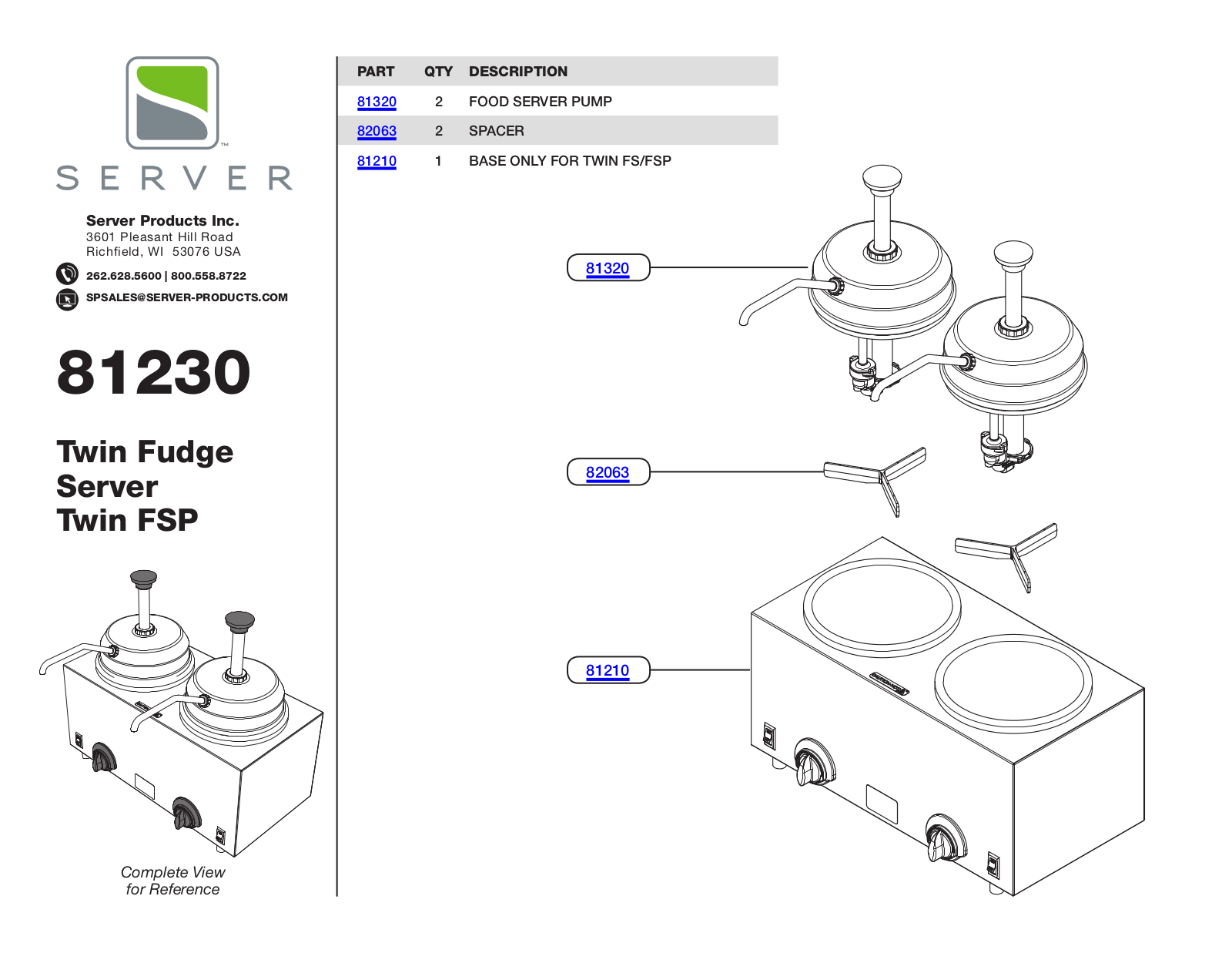 Server 81230 Parts List