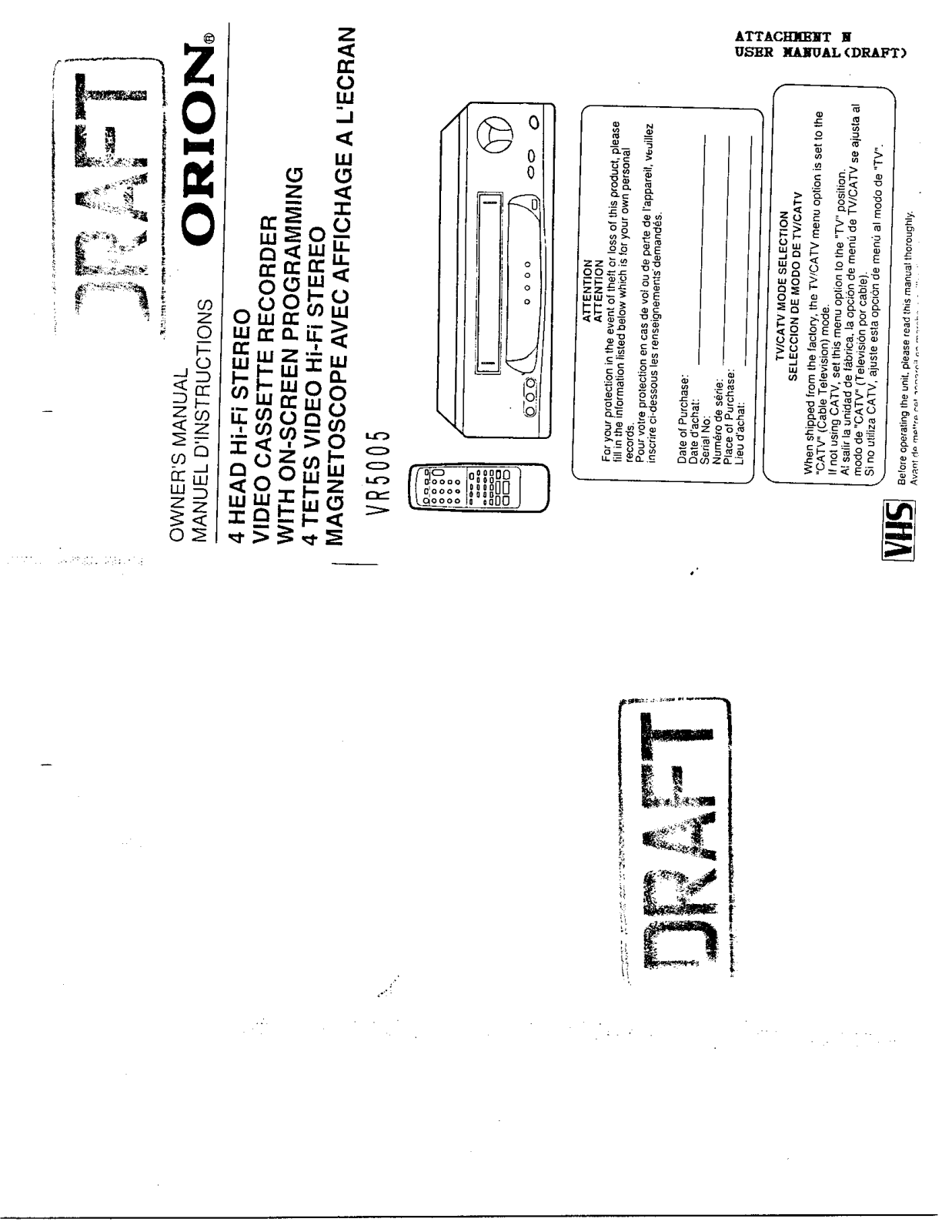 ORION ELECTRIC M4C9B User Manual