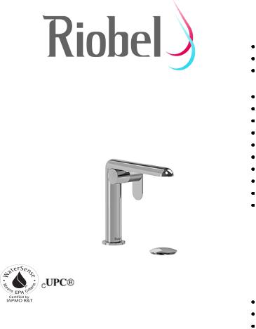 Riobel CIS01KNBGBK10, CIS01KNBKBC, CIS01KNBK, CIS01KNBK10, CIS01KNBK05 Specifications