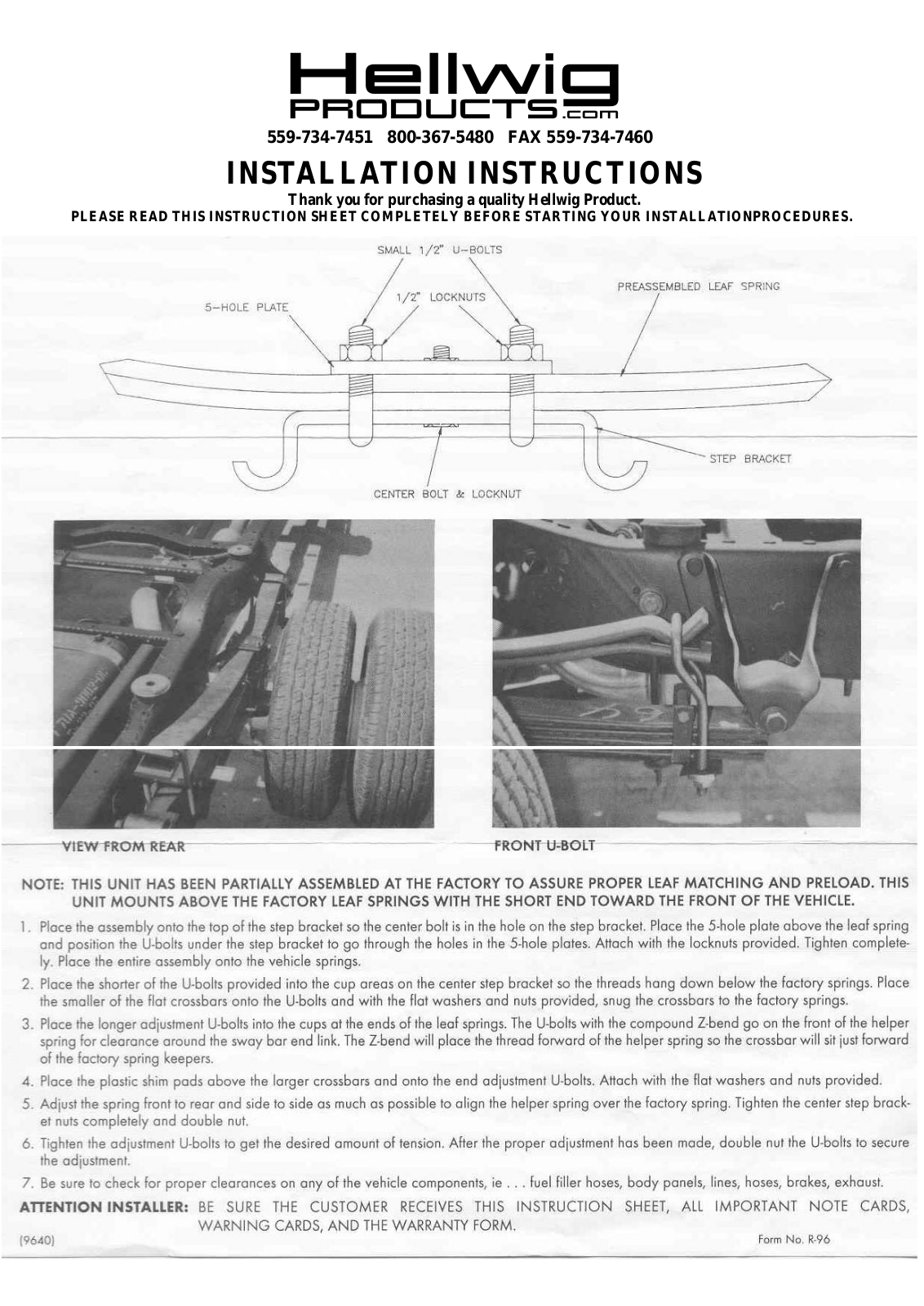 Hellwig 9640 User Manual