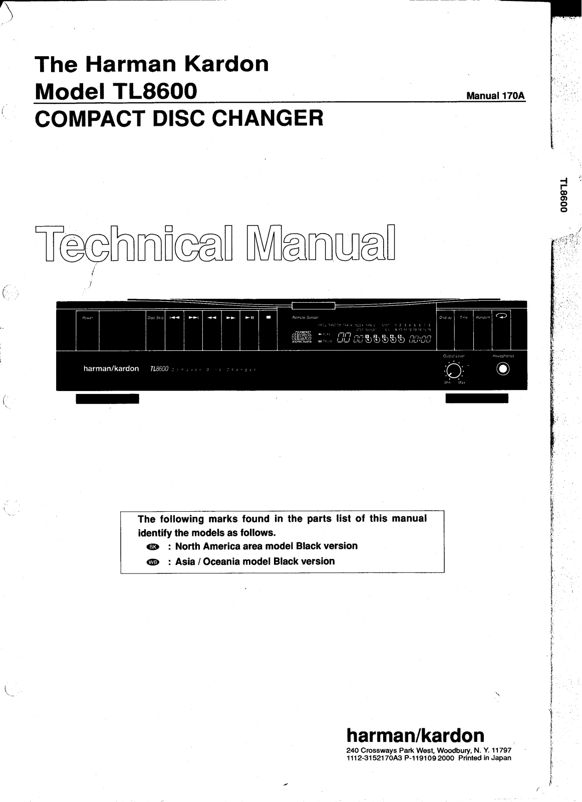 Harman Kardon TL-8600 Service manual