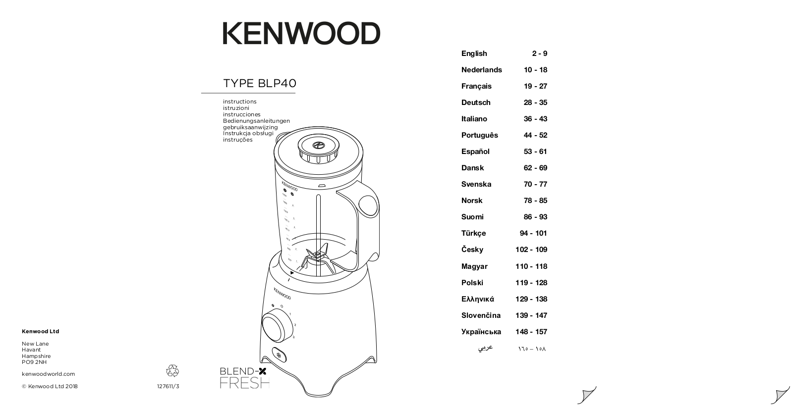 Kenwood BLP402WH operation manual