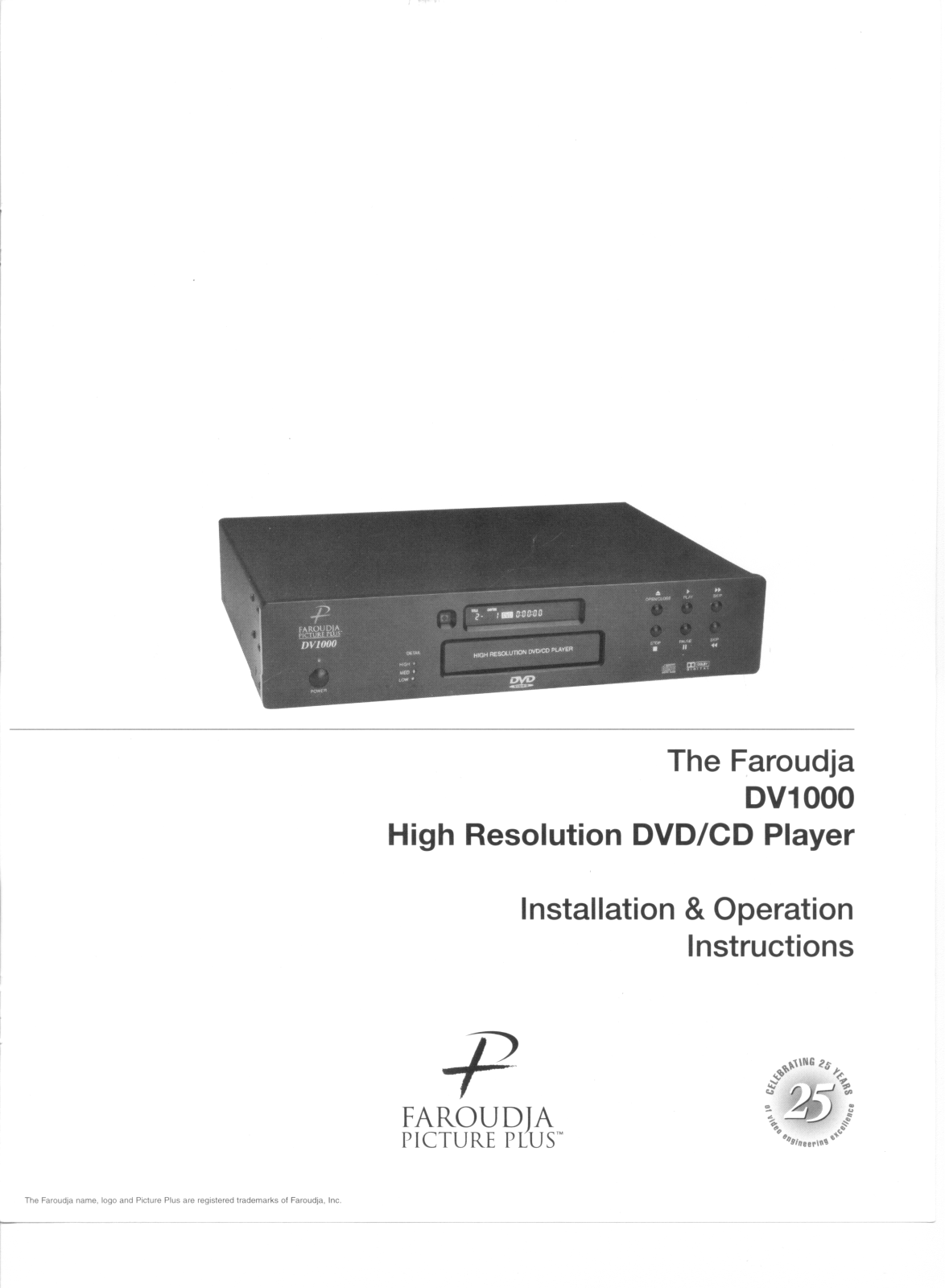 Meridian Audio DV-1000 Owners manual