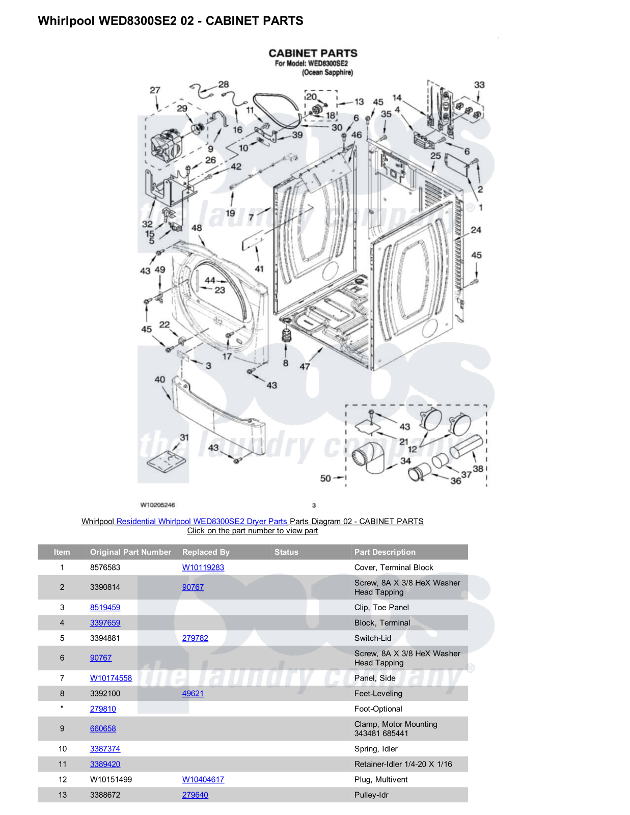 Whirlpool WED8300SE2 Parts Diagram