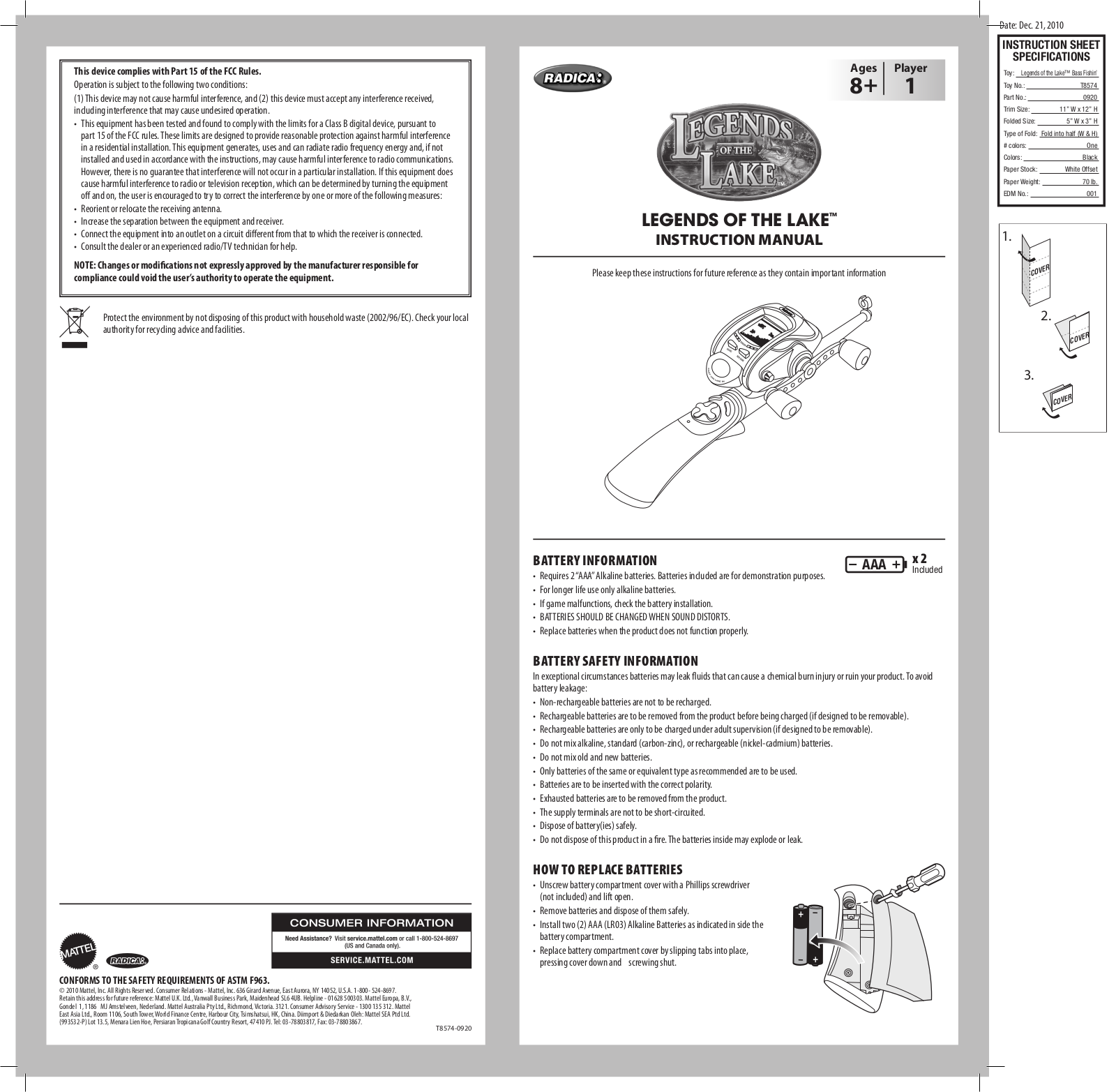 Fisher-Price T8574 Instruction Sheet