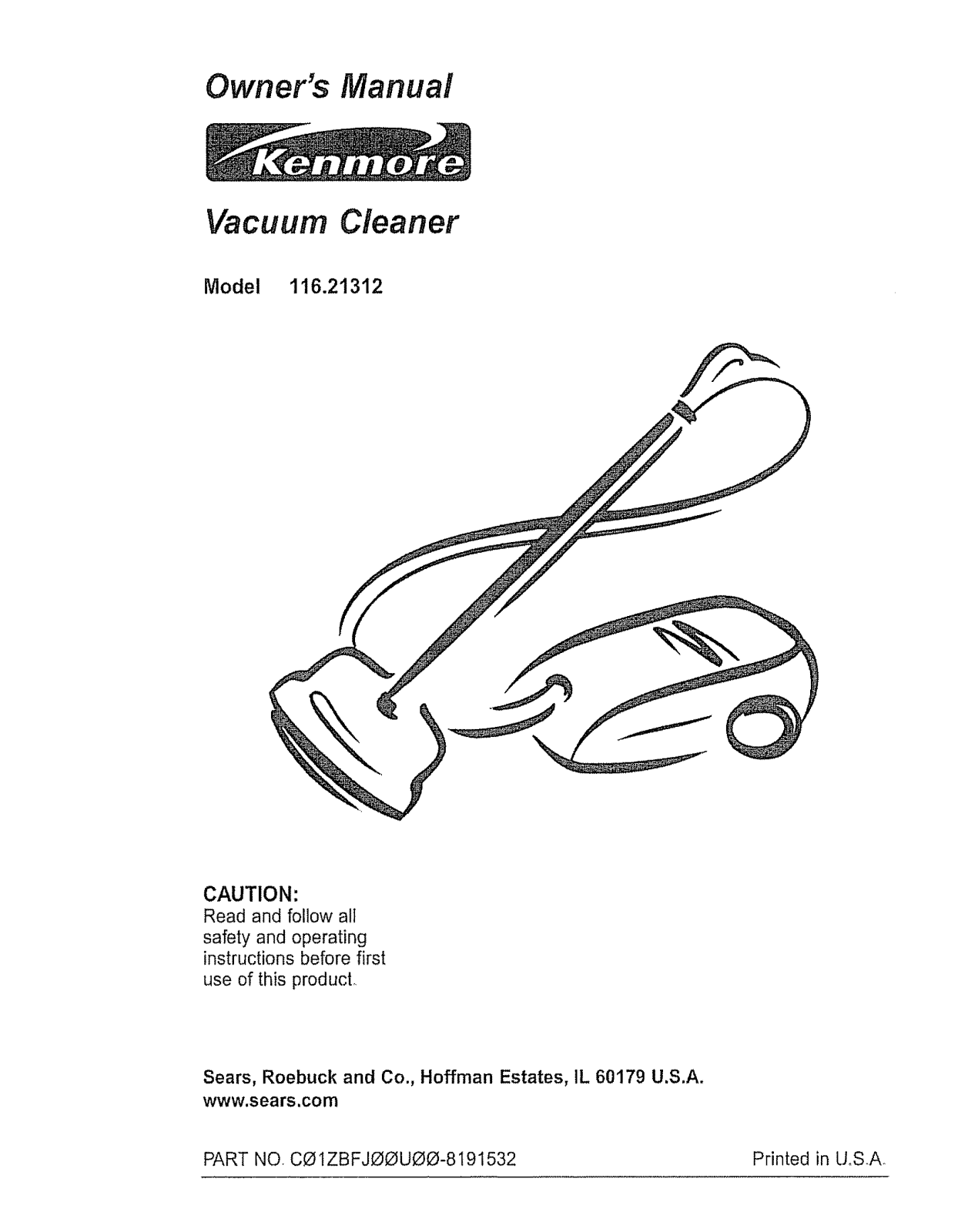 Kenmore 11651312001, 11621312001 Owner’s Manual