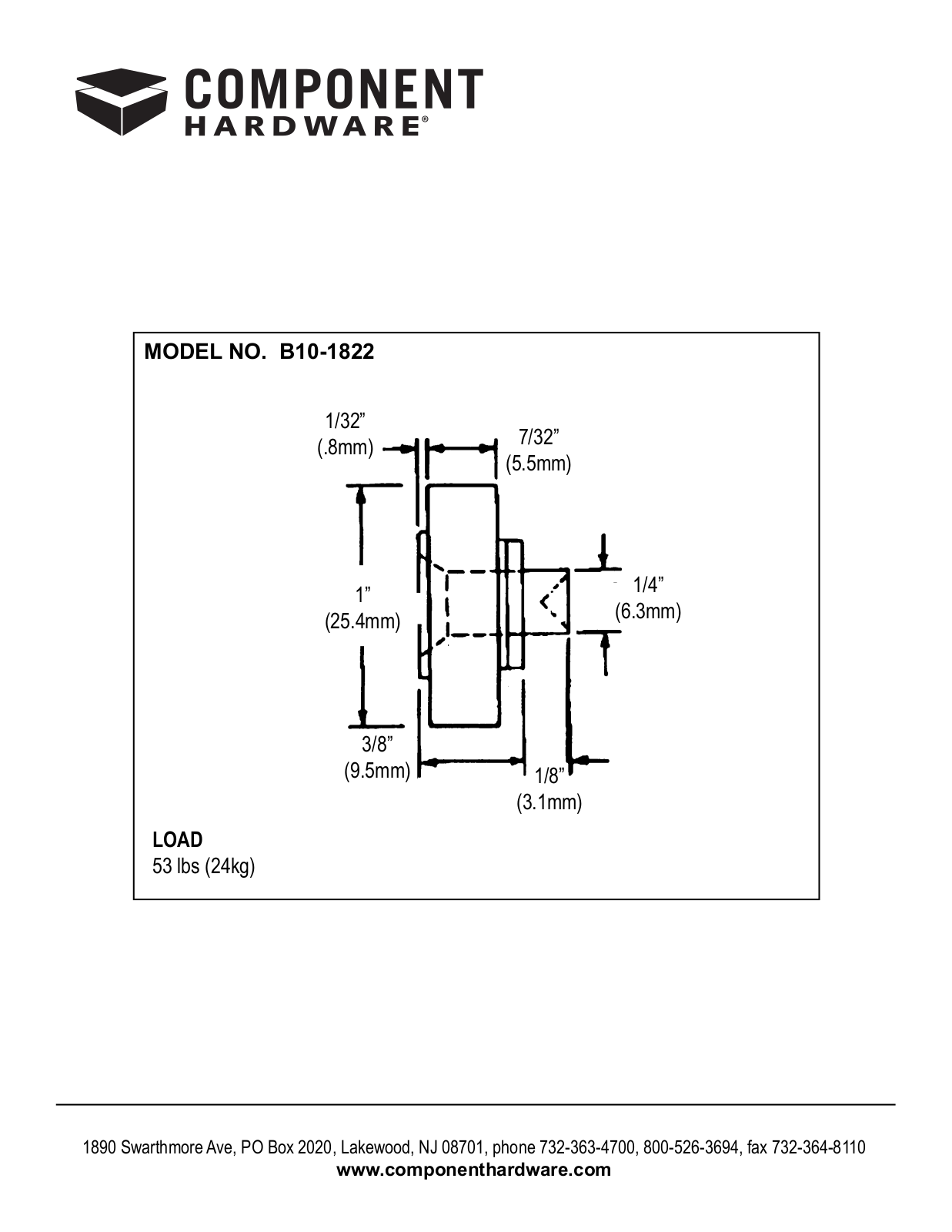 Component Hardware B10-1822 User Manual