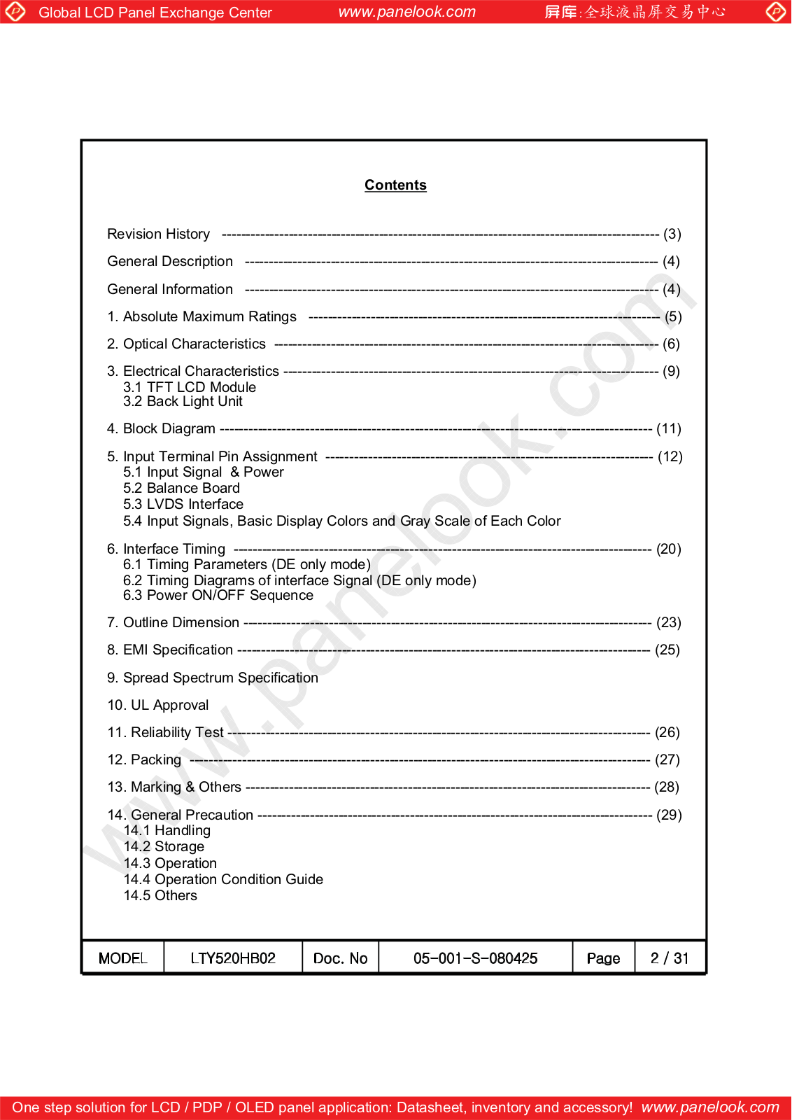 S-LCD LTY520HB02 Specification