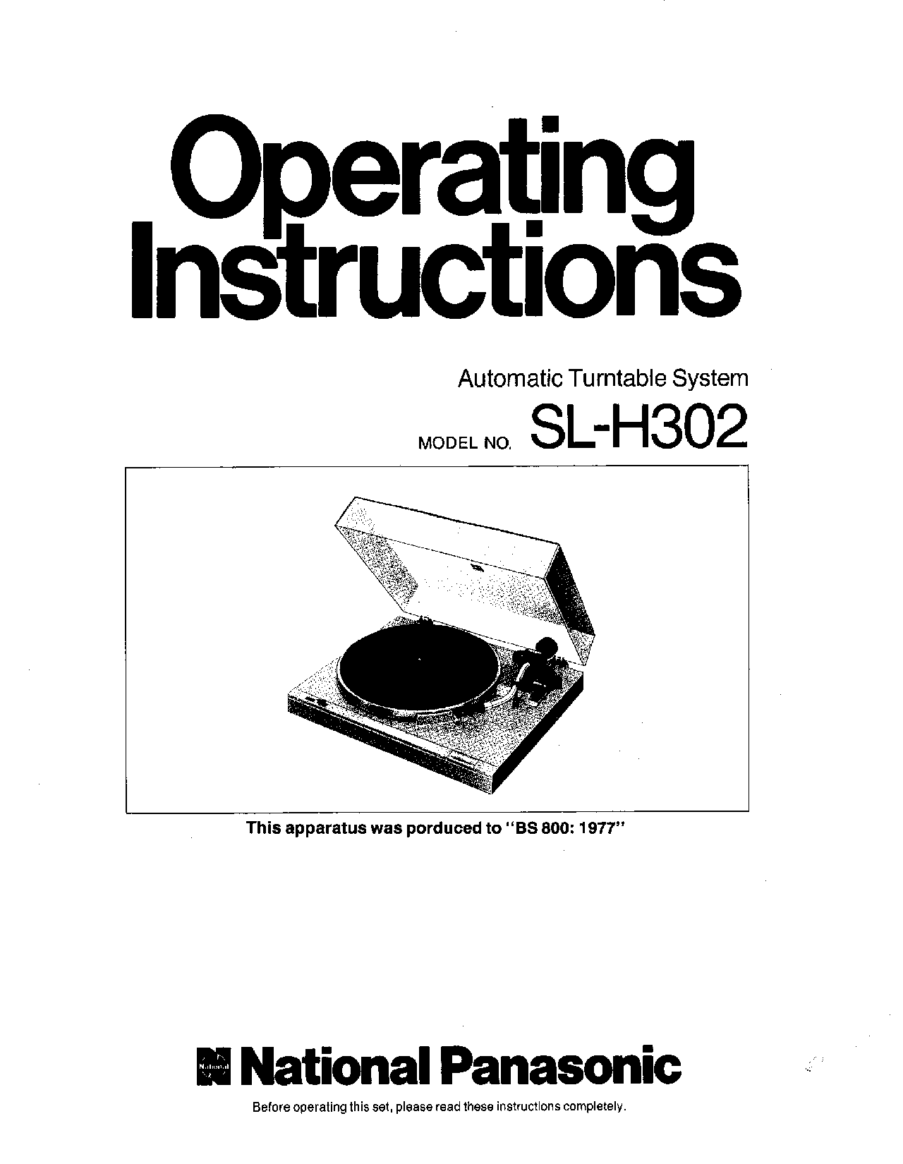 Panasonic SL-H302 User Manual