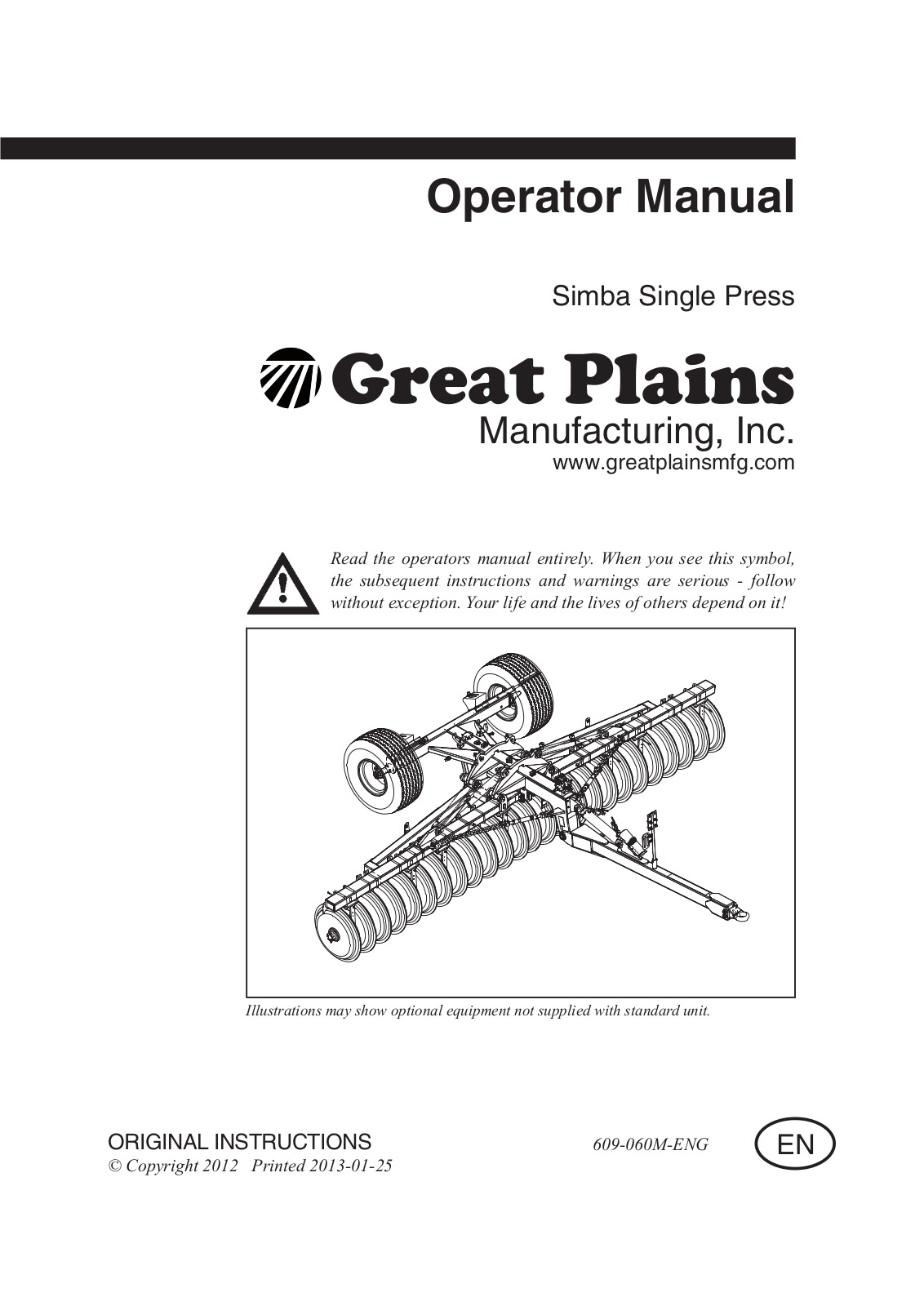 Great Plains Simba Single Press Operator Manual