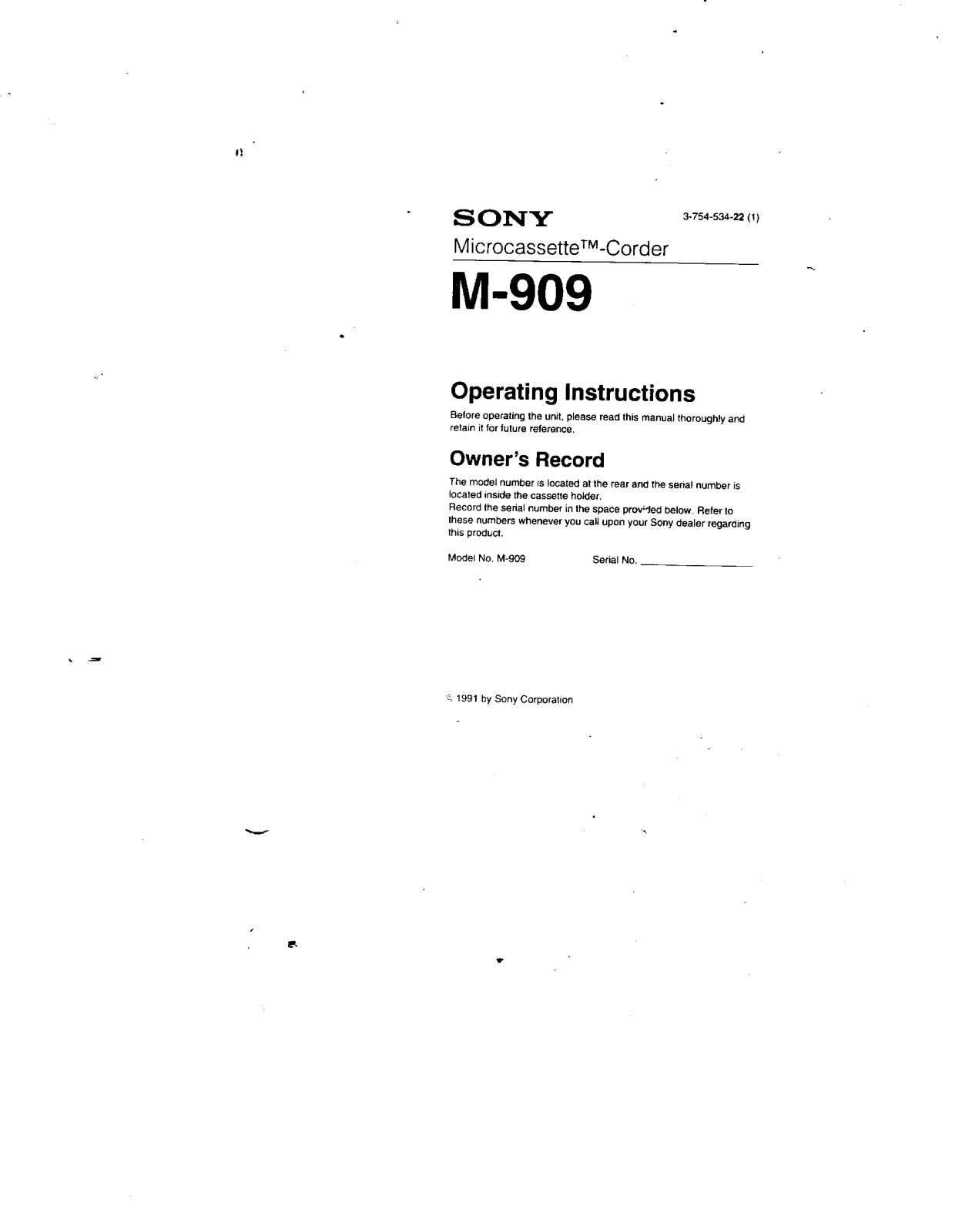 Sony M909 User Manual