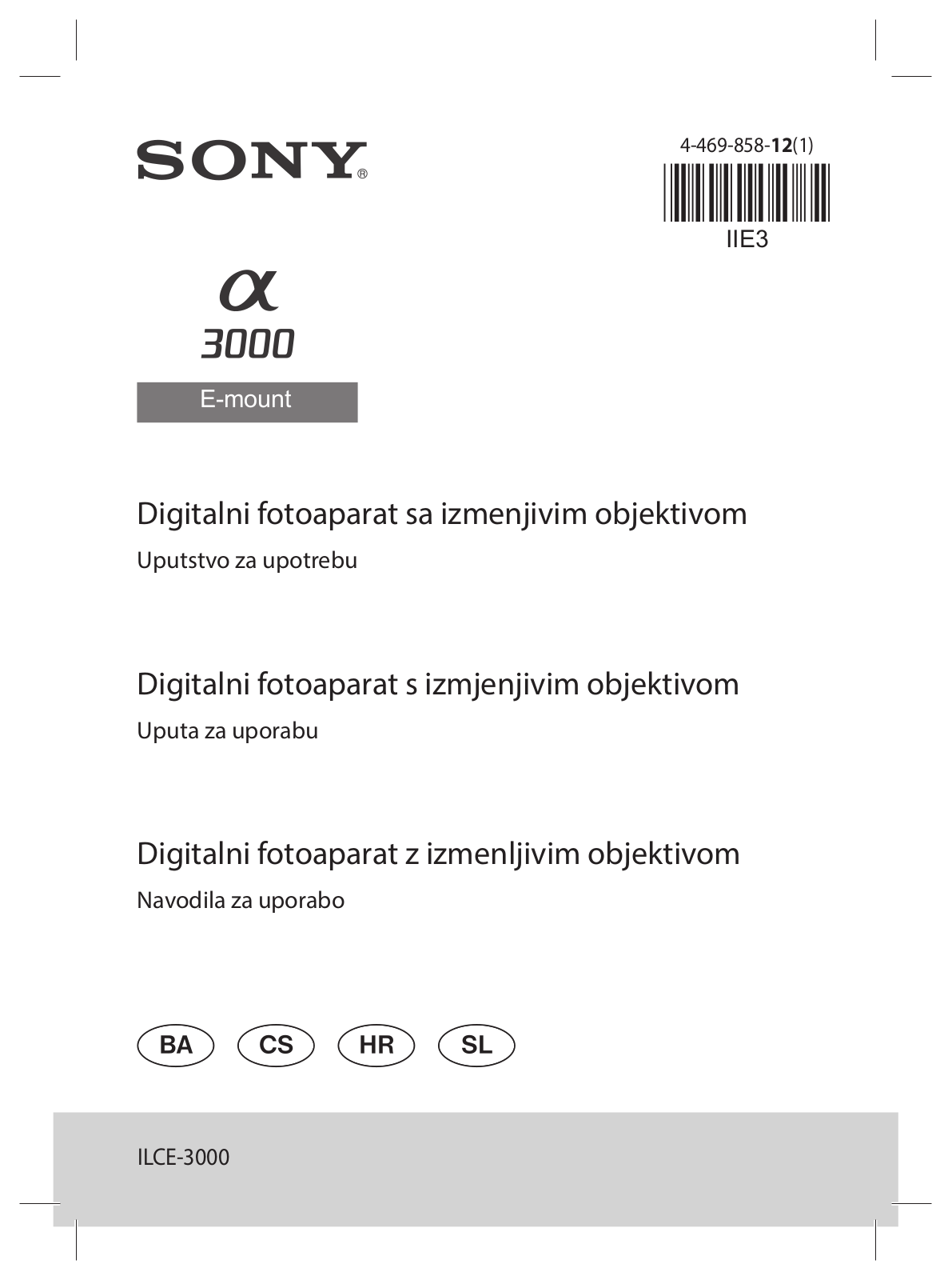 Sony ILCE-3000K User Manual