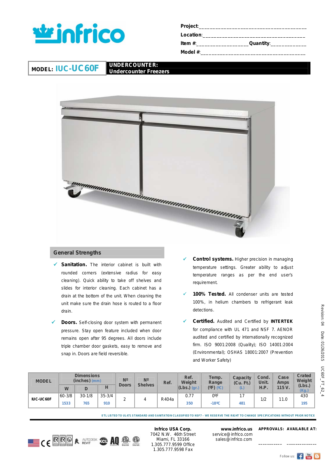 Infrico IUC-UC60F User Manual