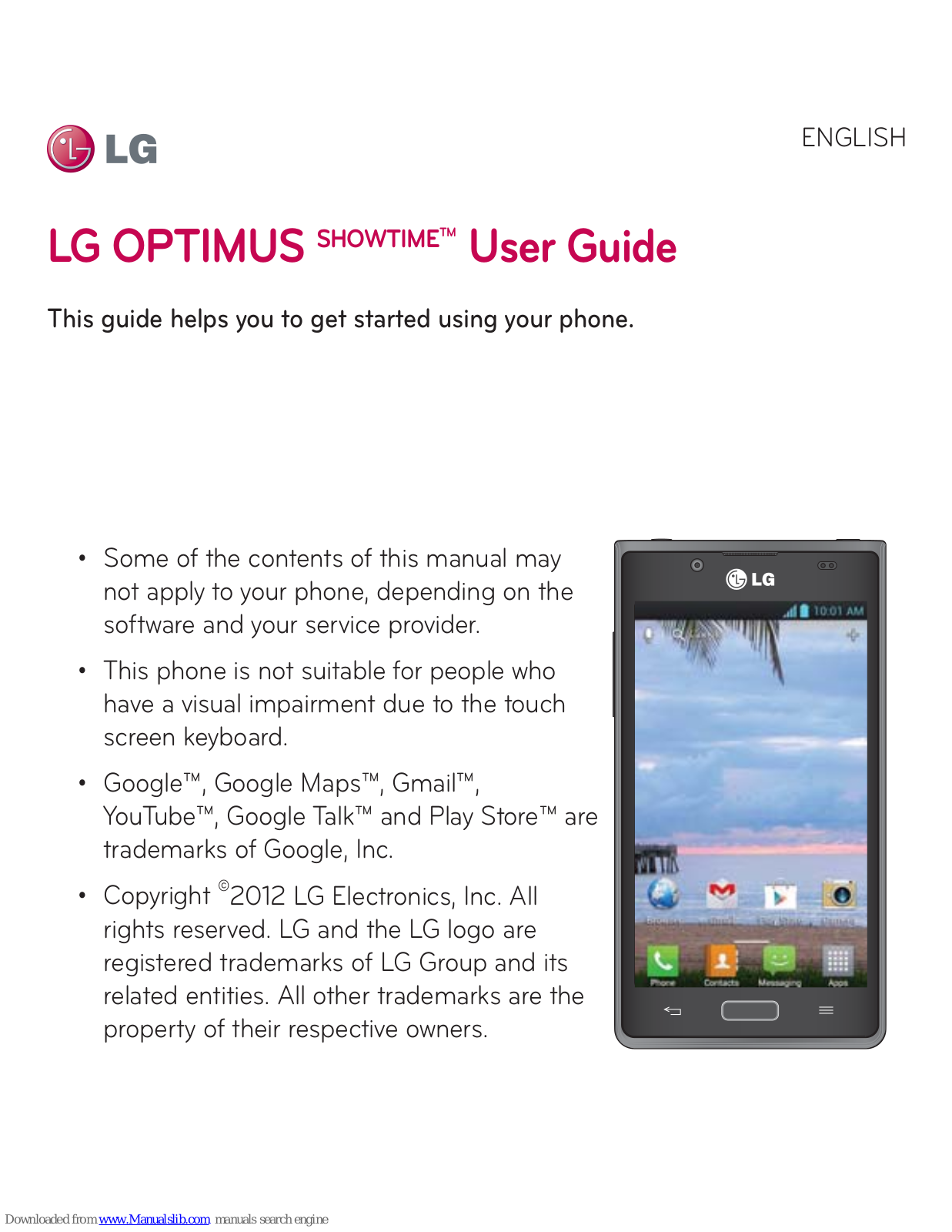 LG L86C, Optimus Showtime User Manual