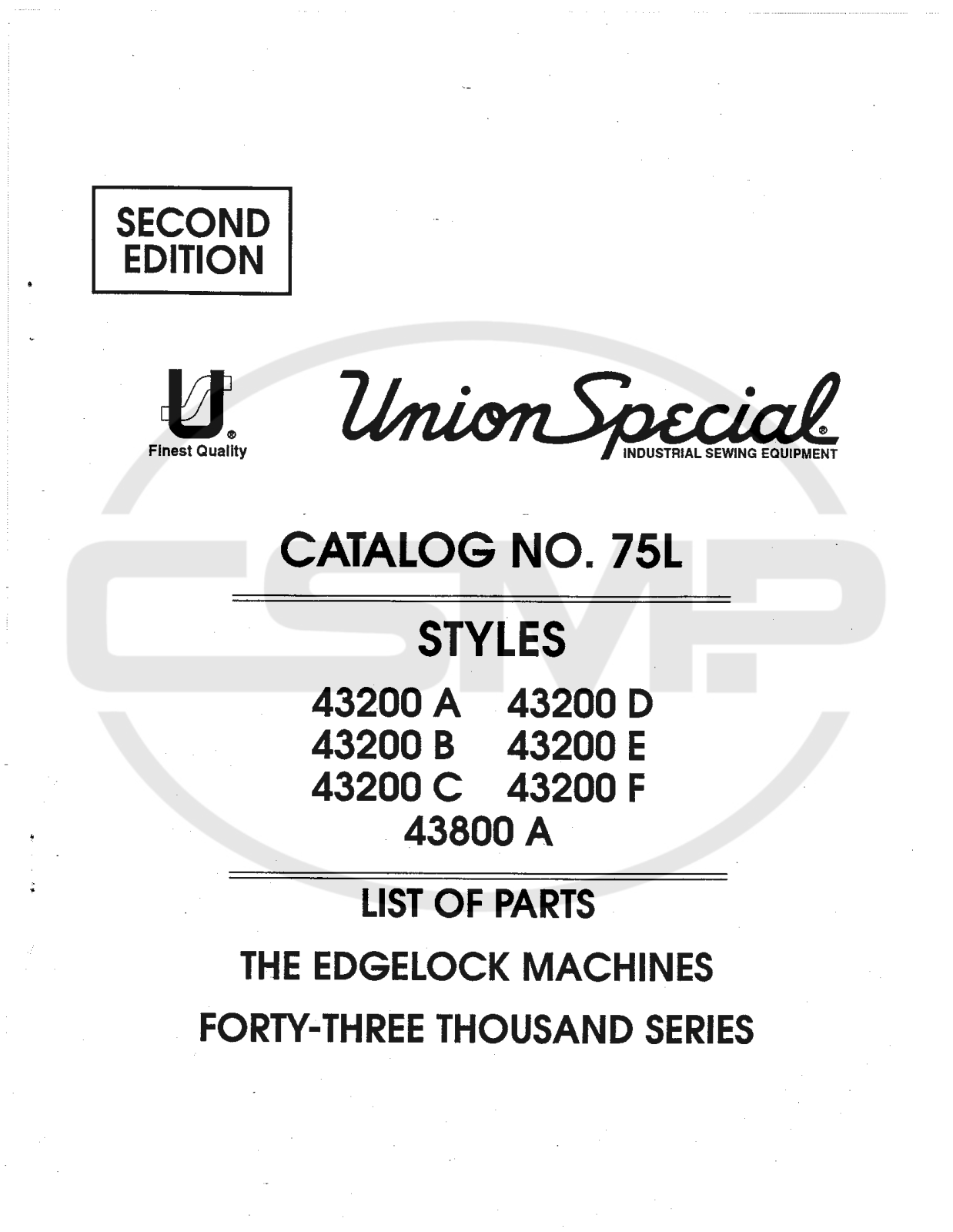 Union Special 75L Parts Book