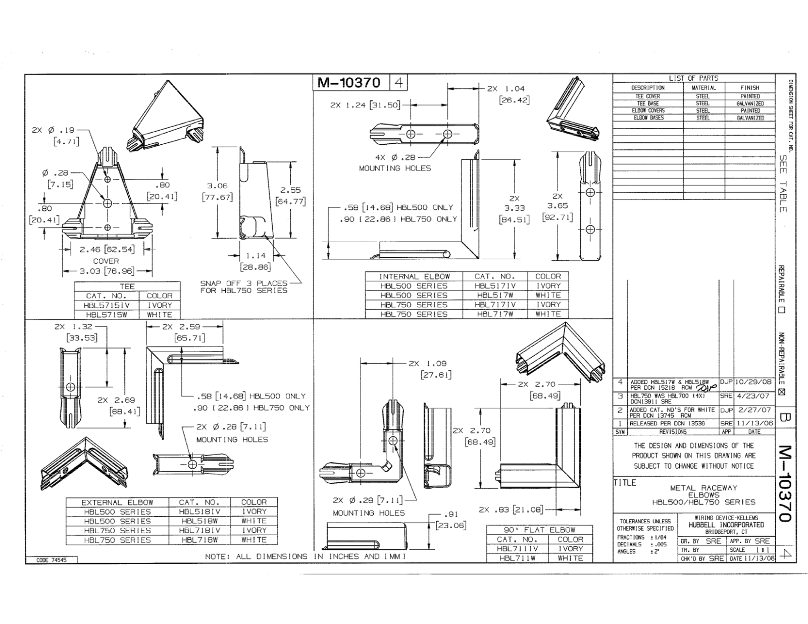 Hubbell HBL517IV Reference Drawing