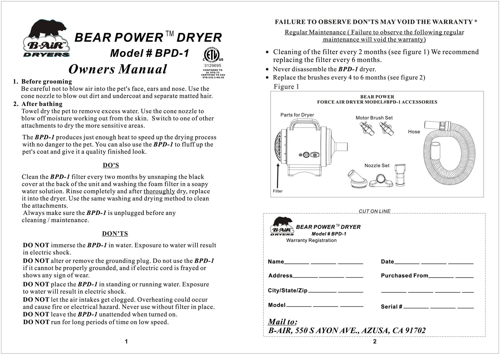 B-air BPD-1 User Manual