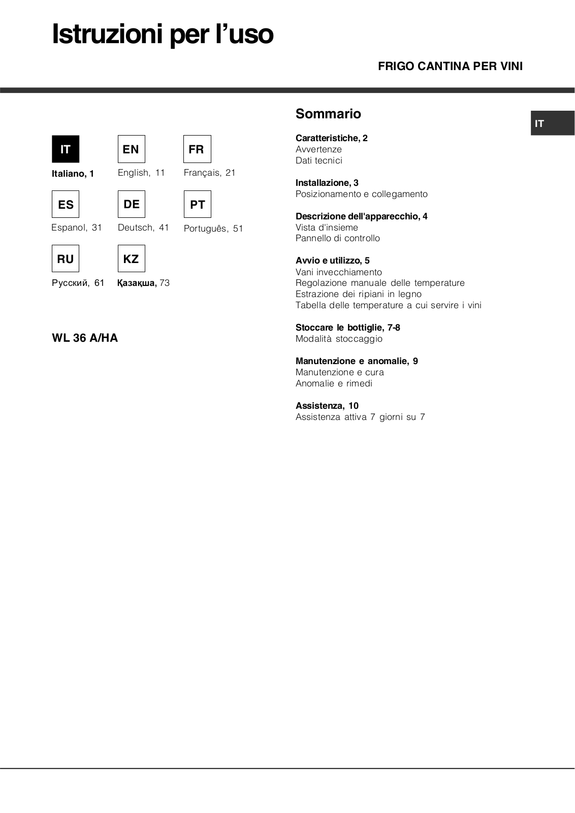 HOTPOINT/ARISTON WL 36 A/HA User Manual