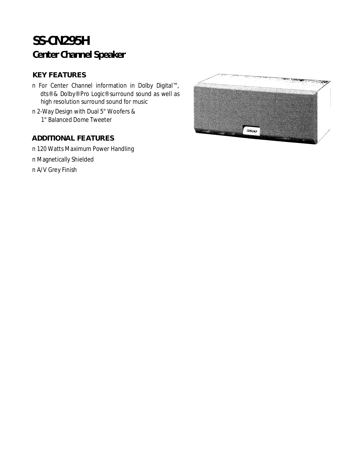 Sony SS-CN295H User Manual