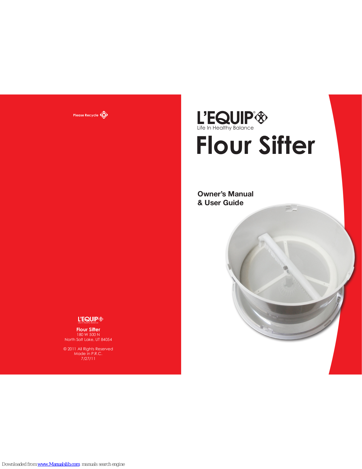 L'Equip Flour Sifter User Manual