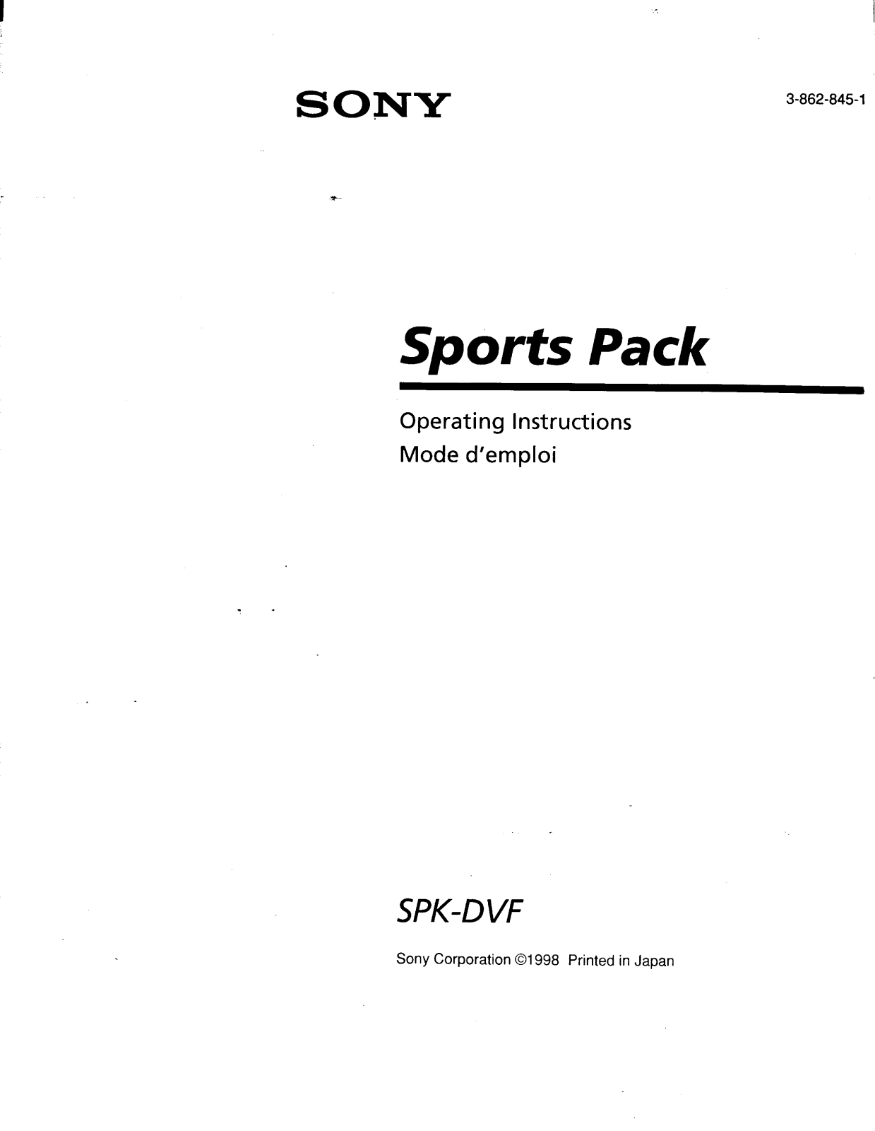 Sony SPK-DVF User Manual