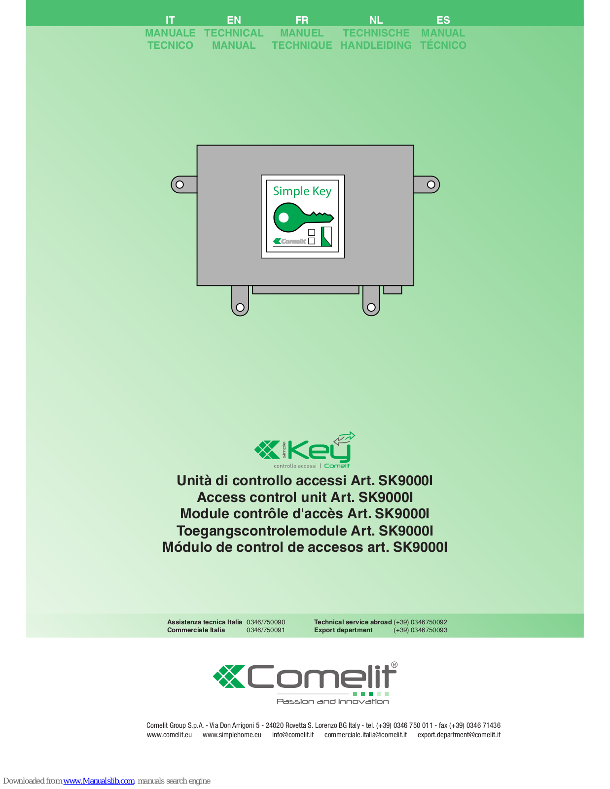 Comelit Simple Key SK9000I Technical Manual