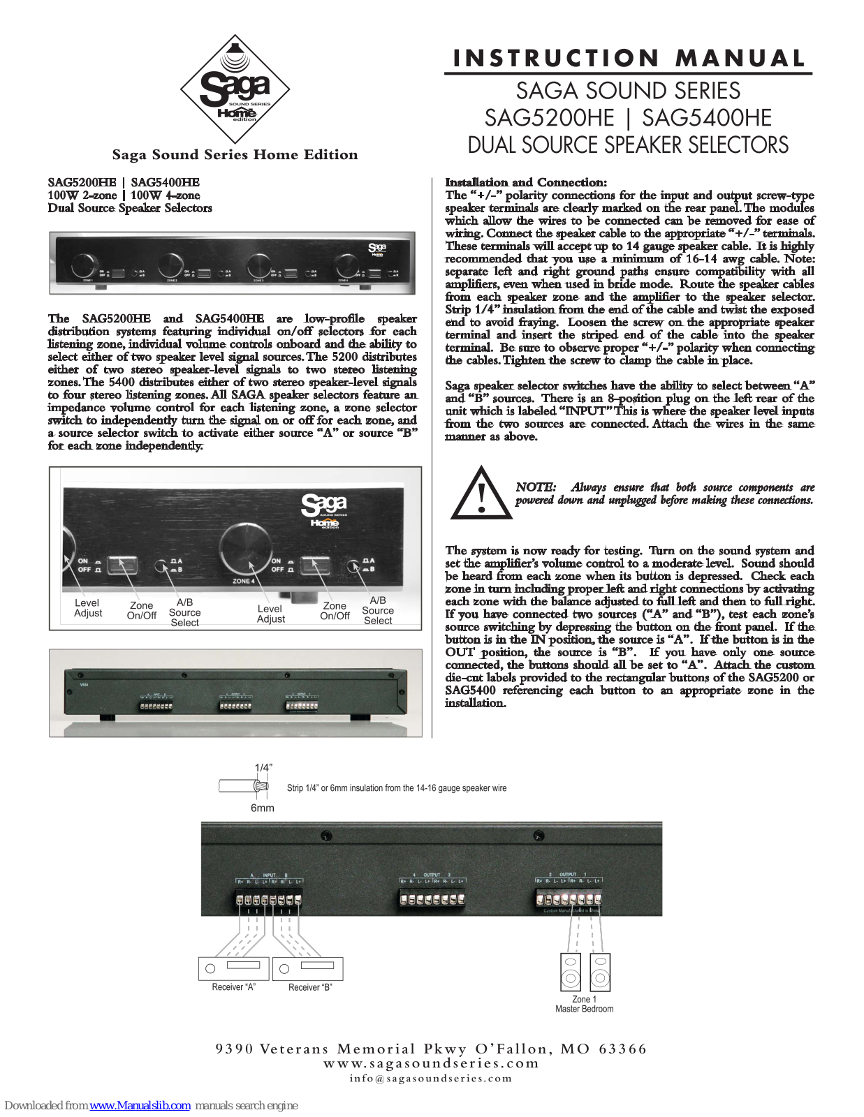 Saga SAG5400HE Instruction Manual