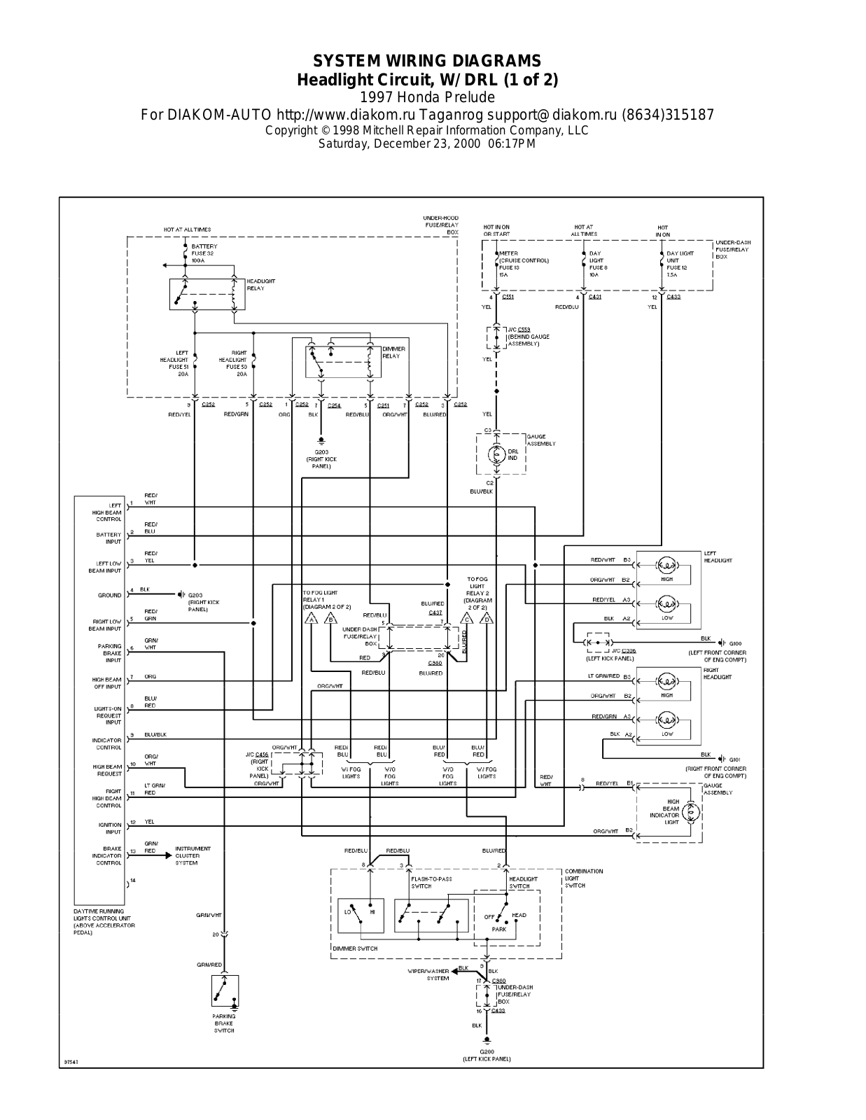 Honda Prelude 1997-1999 Wire Diagrams  17484